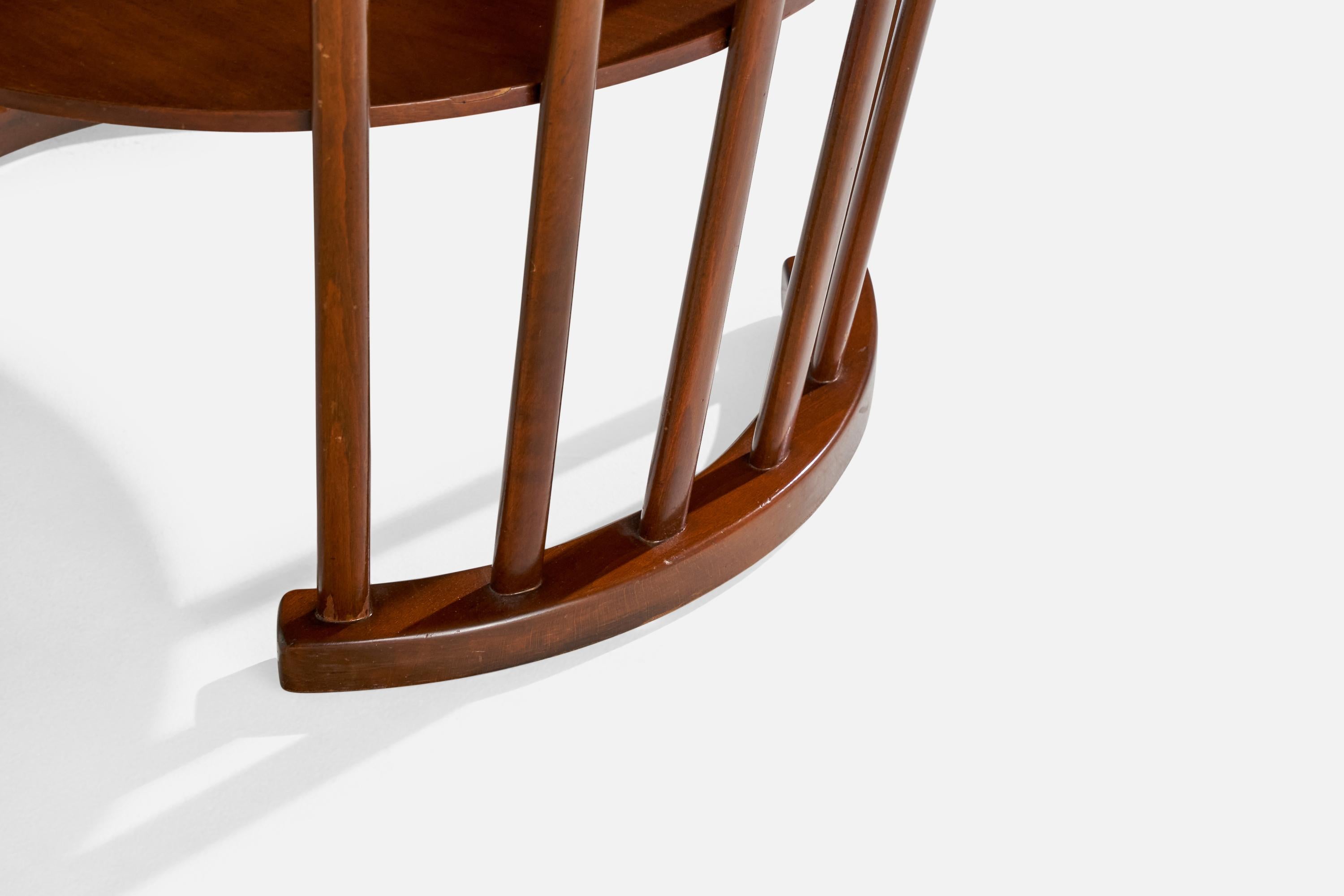 Dänischer Designer, Beistelltisch, Holz, Glas, Dänemark, 1940er Jahre im Angebot 2