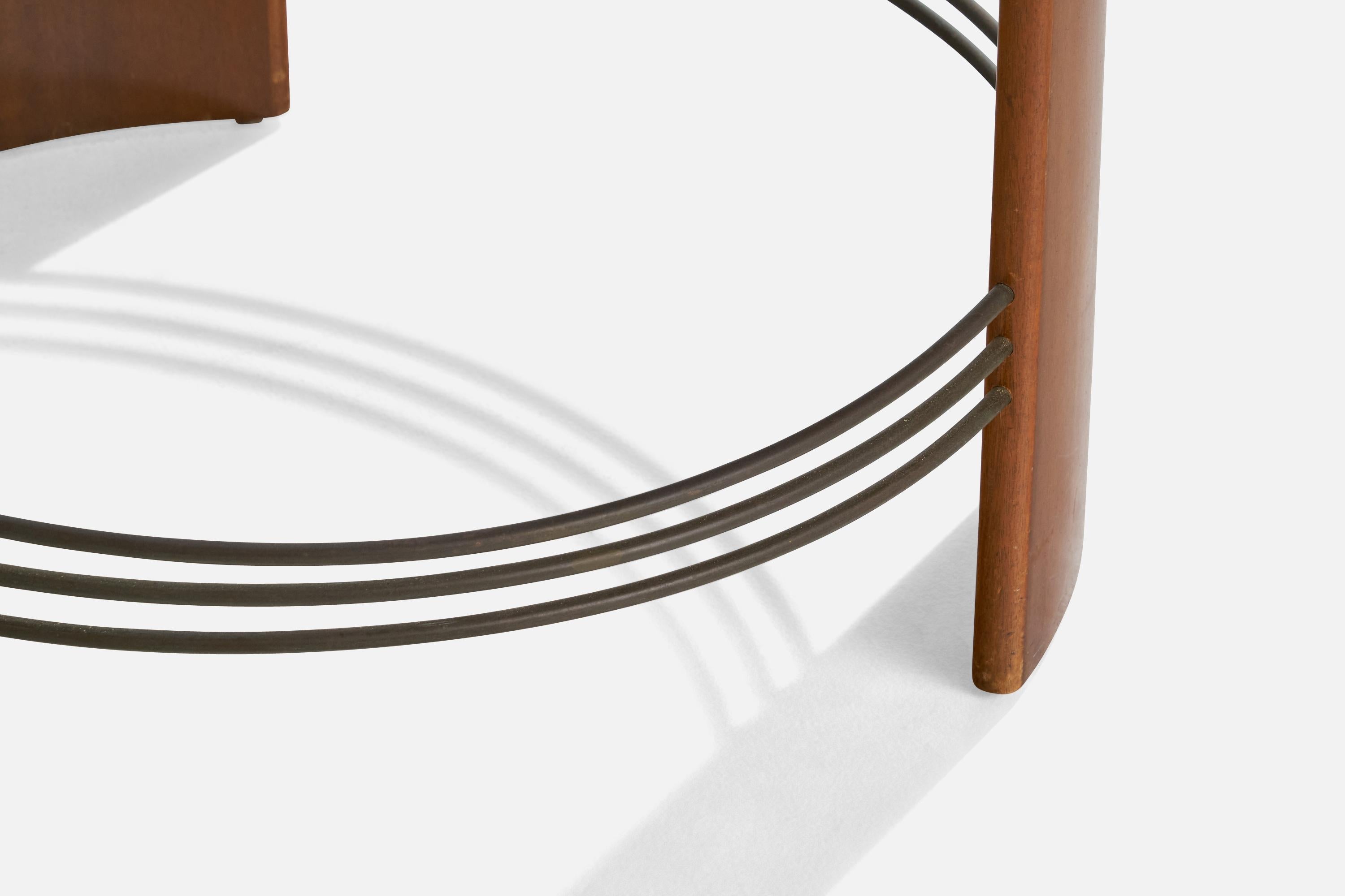 Dänischer Designer, Beistelltisch, Holz, Glas, Metall, Dänemark, 1940er Jahre im Angebot 1