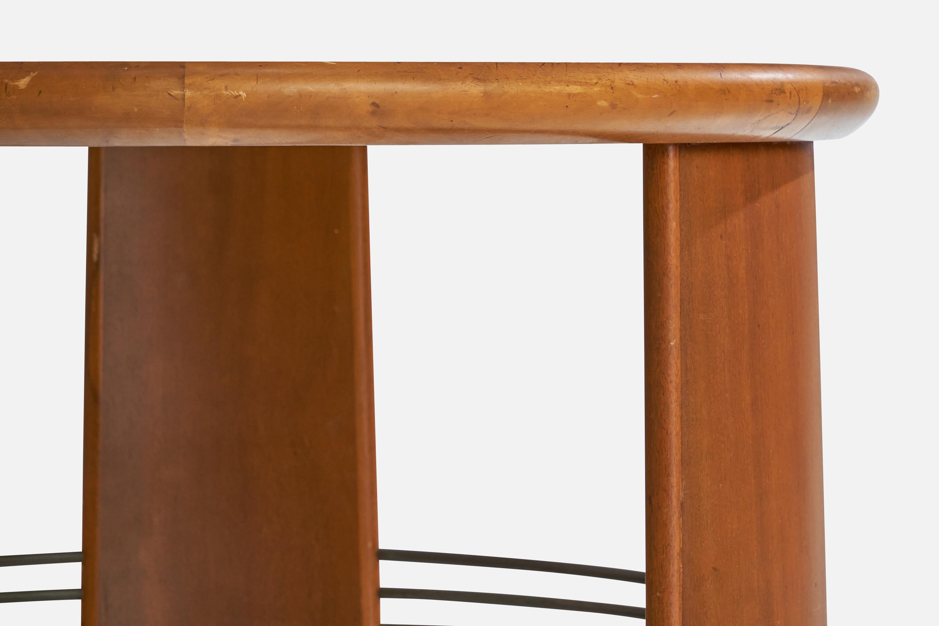 Dänischer Designer, Beistelltisch, Holz, Glas, Metall, Dänemark, 1940er Jahre im Angebot 2
