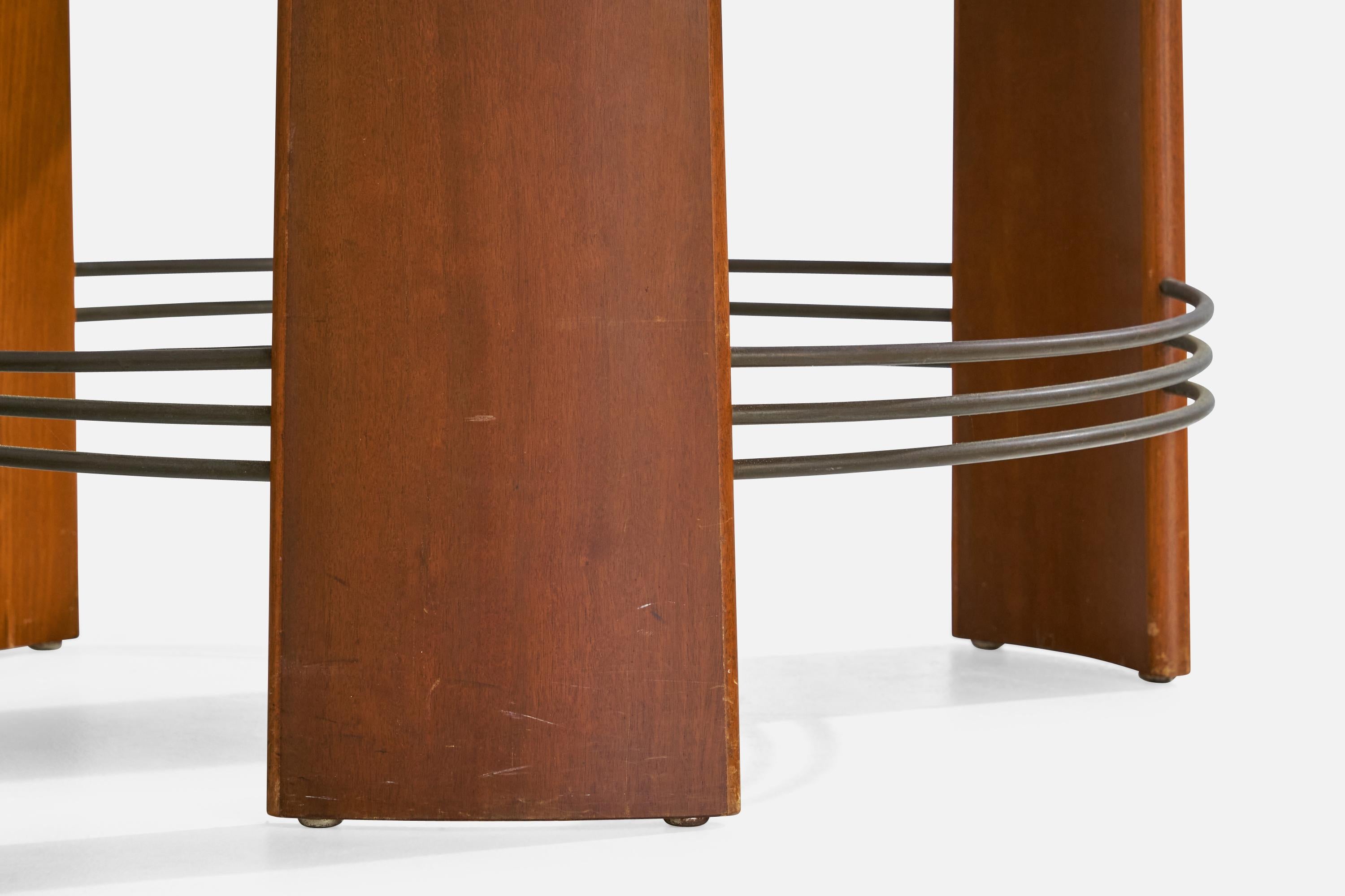 Dänischer Designer, Beistelltisch, Holz, Glas, Metall, Dänemark, 1940er Jahre im Angebot 3
