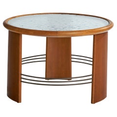 Vintage Danish Designer, Side Table, Wood, Glass, Metal, Denmark, 1940s