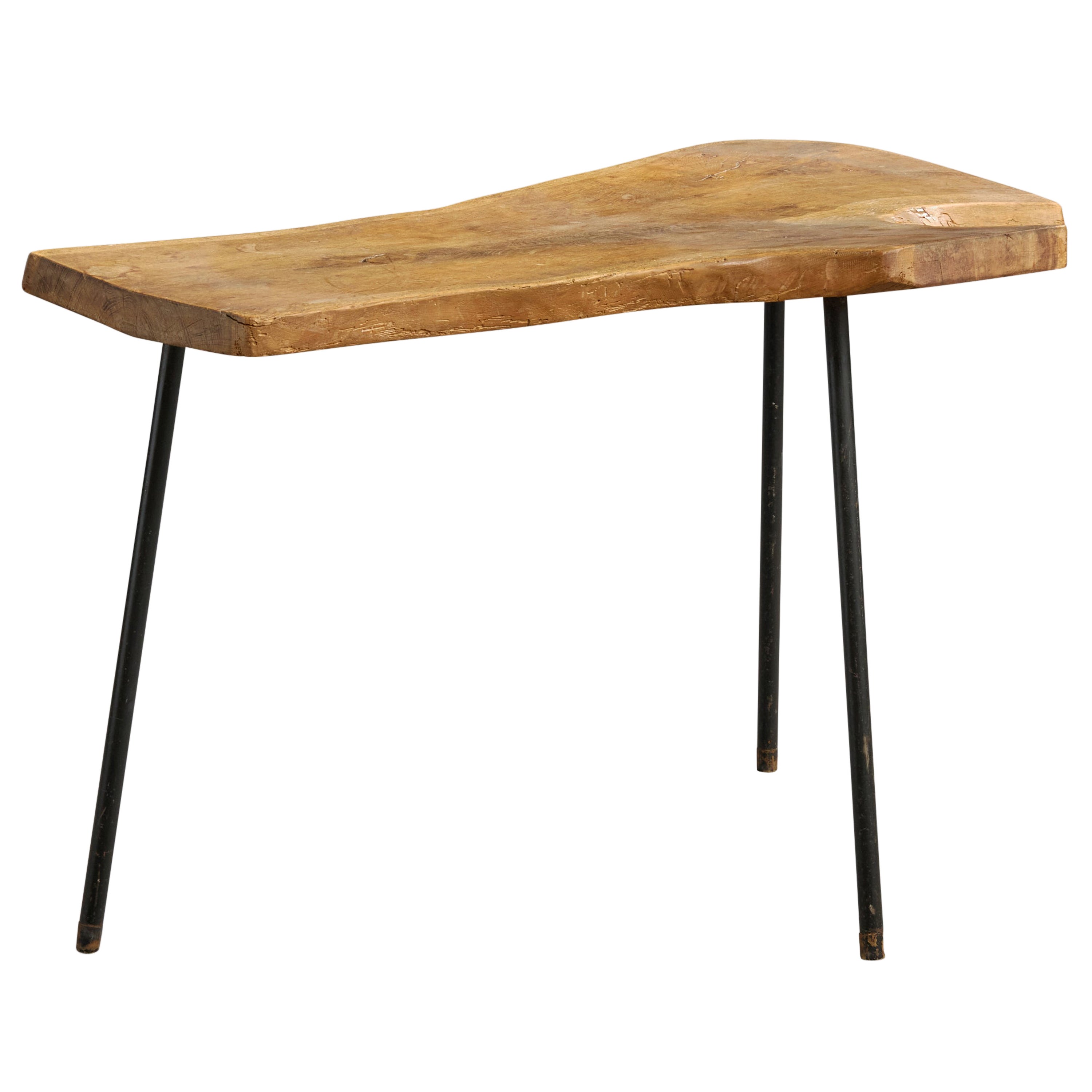 Danish Designer, Side Table, Wood, Iron, Denmark, 1950s