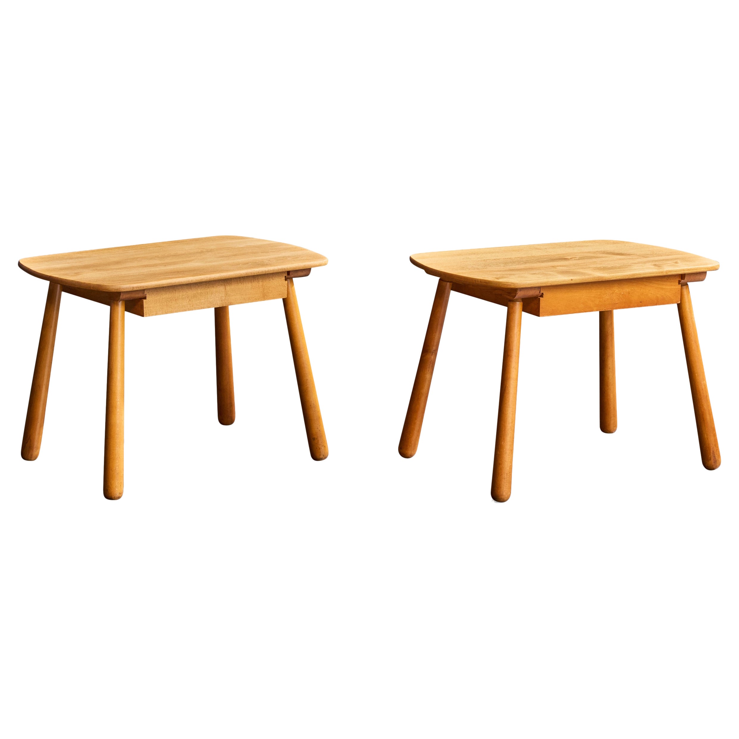 Danish Designer, Side Tables, Oak, Denmark, 1950s For Sale