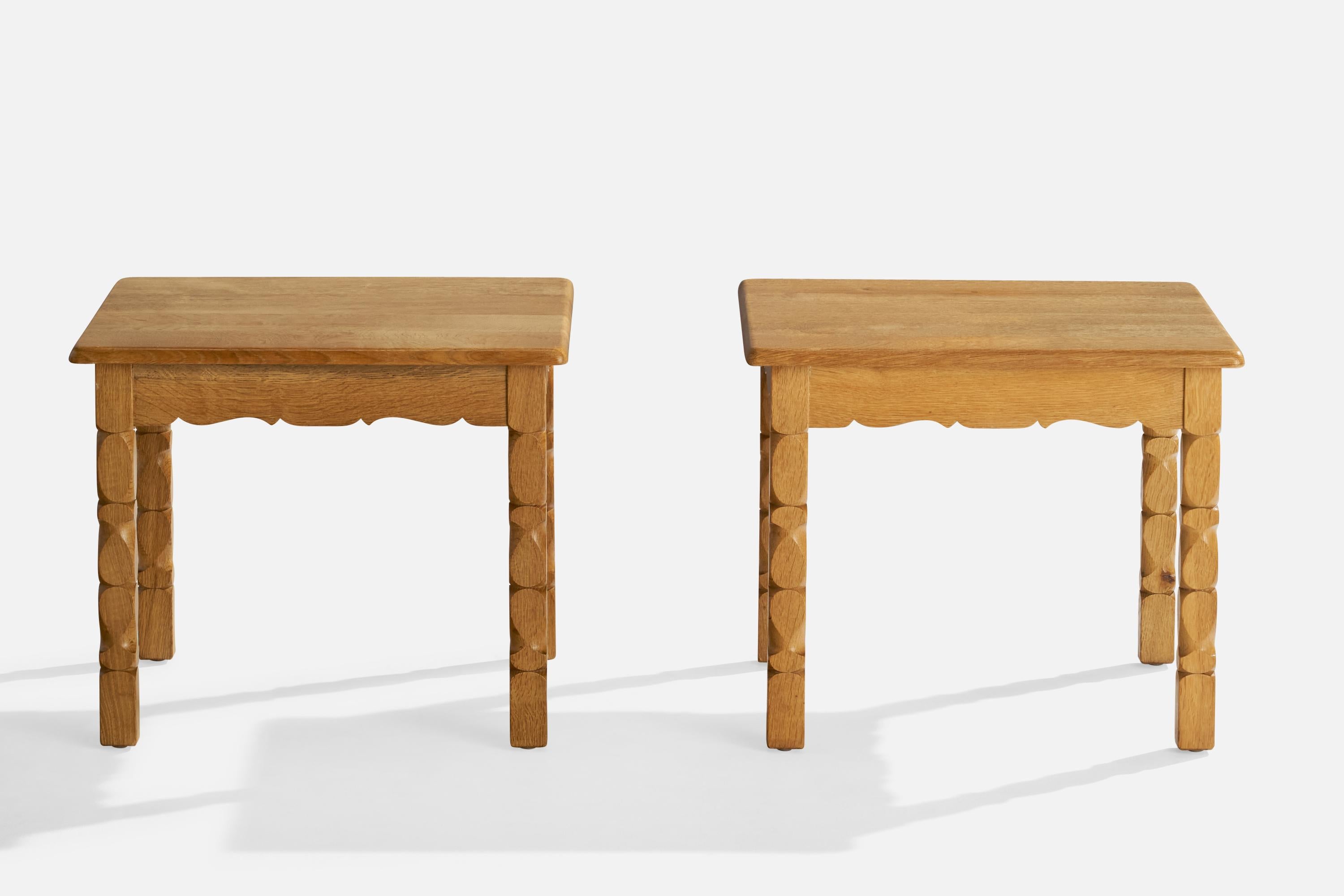 Dänische Designerin, Beistelltische, Eiche, Dänemark, 1960er Jahre (Skandinavische Moderne) im Angebot