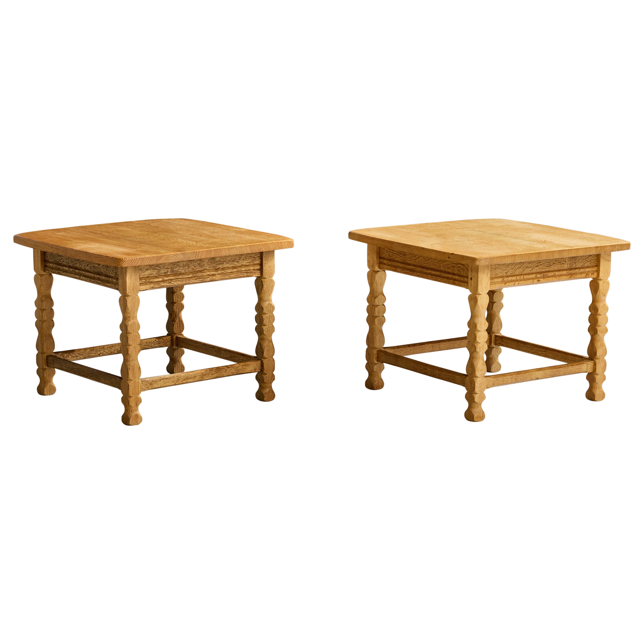 Designer danois, tables d'appoint, Oak, Danemark, années 1960 en vente