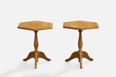 Danish Designer, Side Tables, Oak, Denmark, 1970s