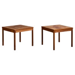 Danish Designer, Side Tables, Teak, Ceramic, Denmark, 1970s