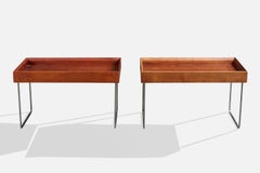 Danish Designer, Side Tables, Teak, Chrome, Denmark, 1960s