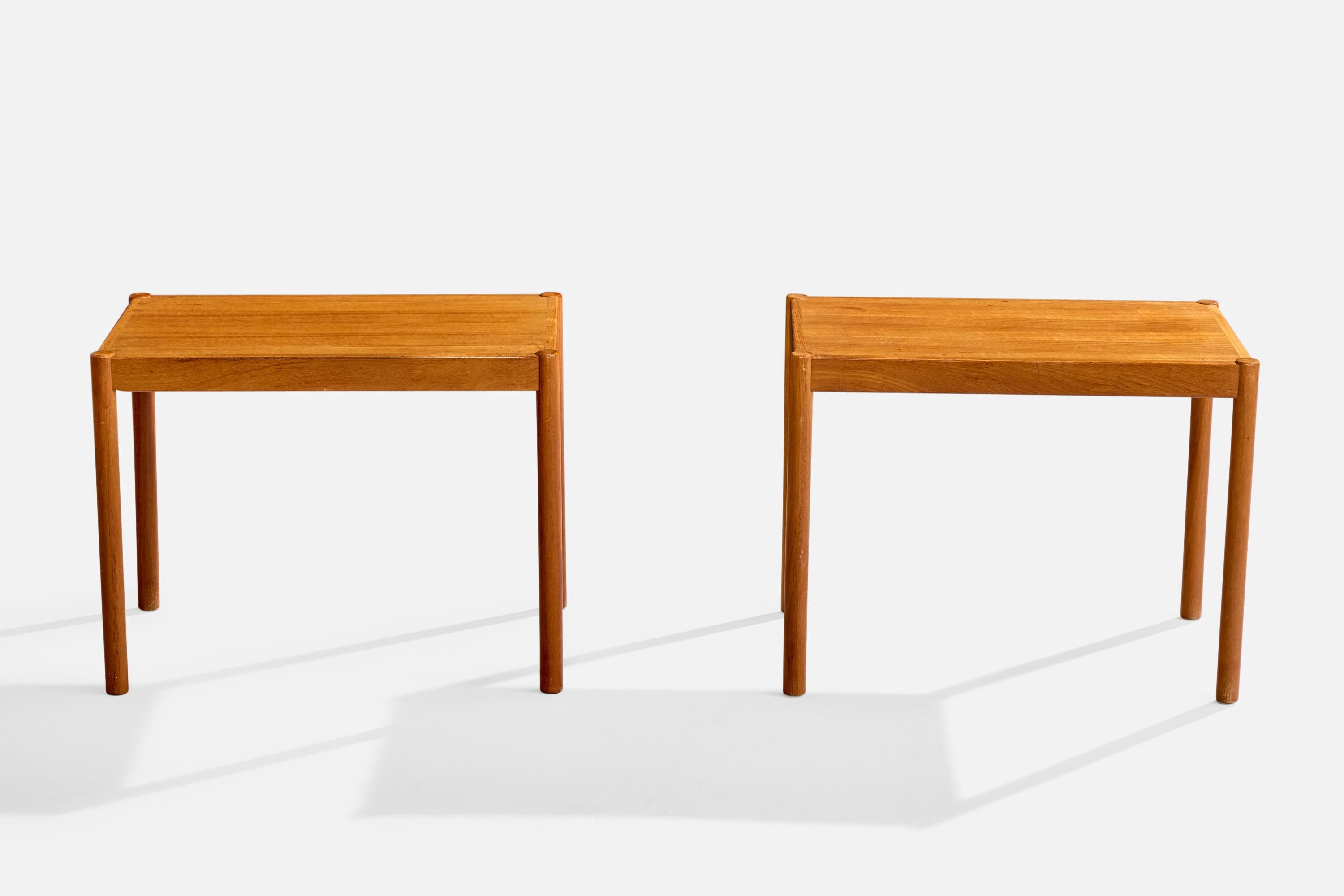 Mid-Century Modern Danish Designer, Side Tables, Teak, Denmark, 1960s For Sale