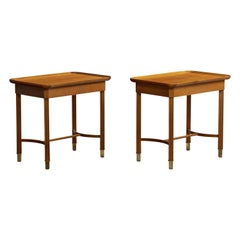 Danish Designer, Side Tables, Wood, Brass, Denmark, 1940s