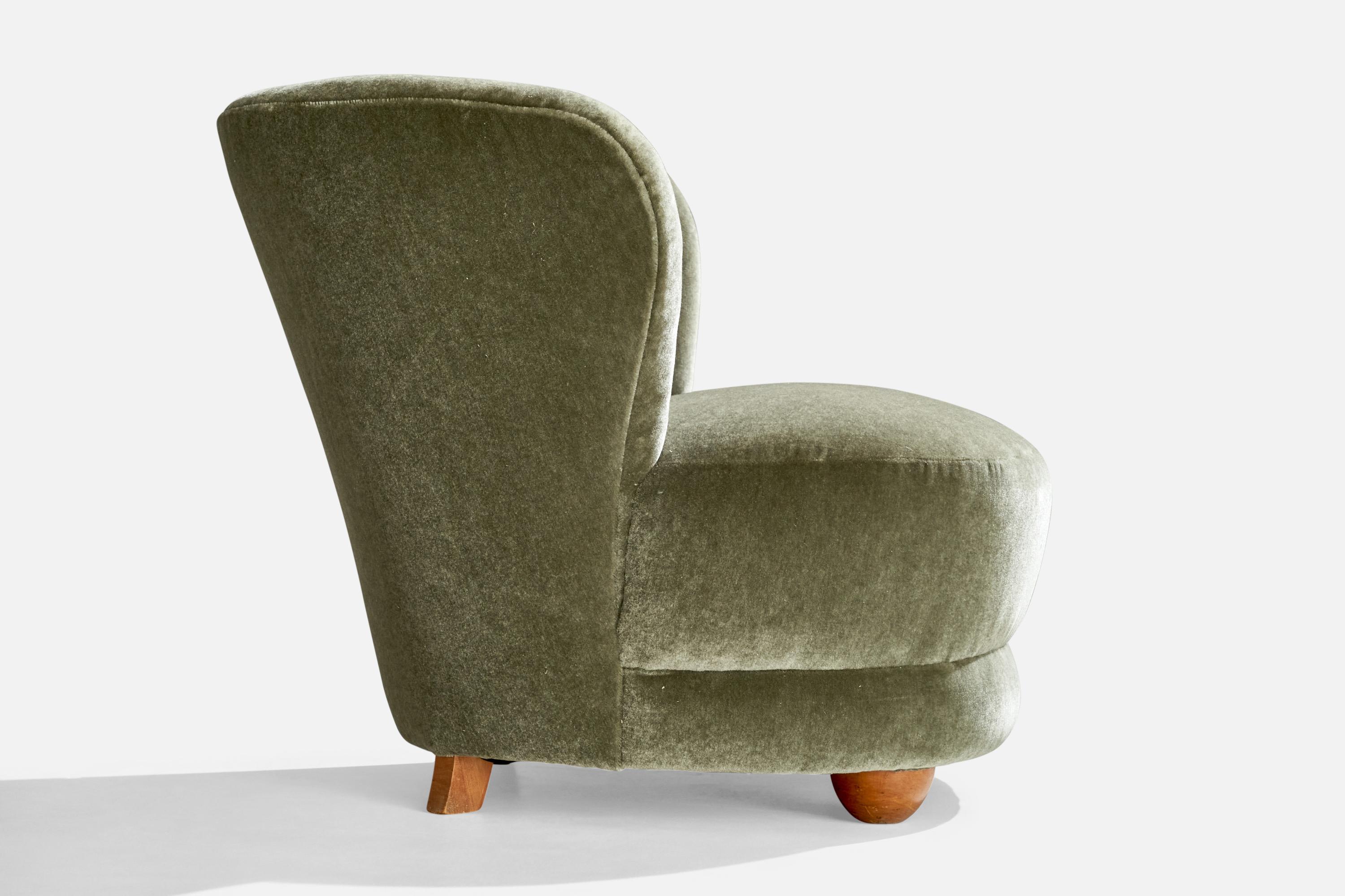 Designer danois, chaises à pantoufles, Beeche, Mohair, Danemark, années 1940 en vente 4