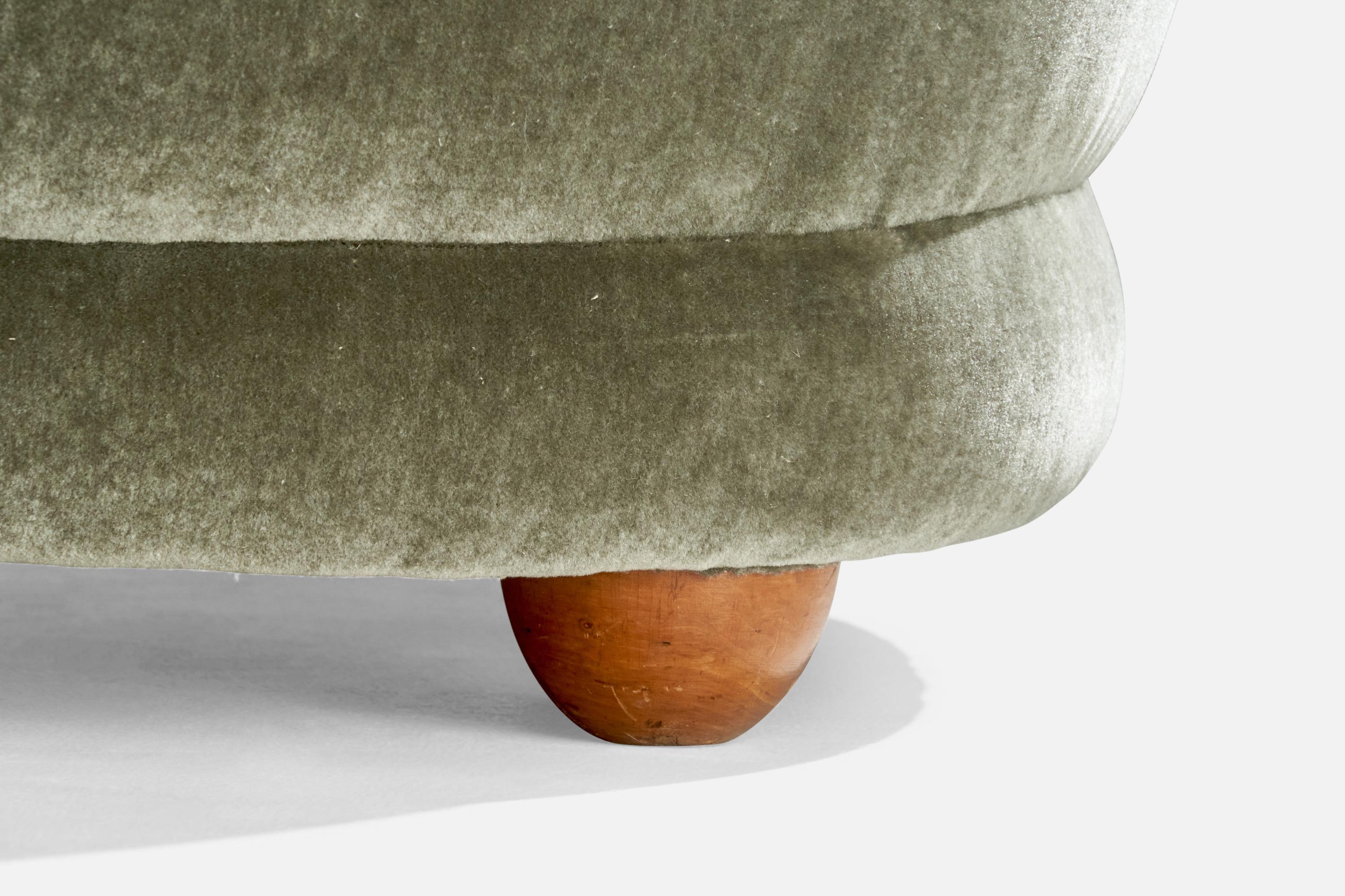 Designer danois, chaises à pantoufles, Beeche, Mohair, Danemark, années 1940 en vente 5