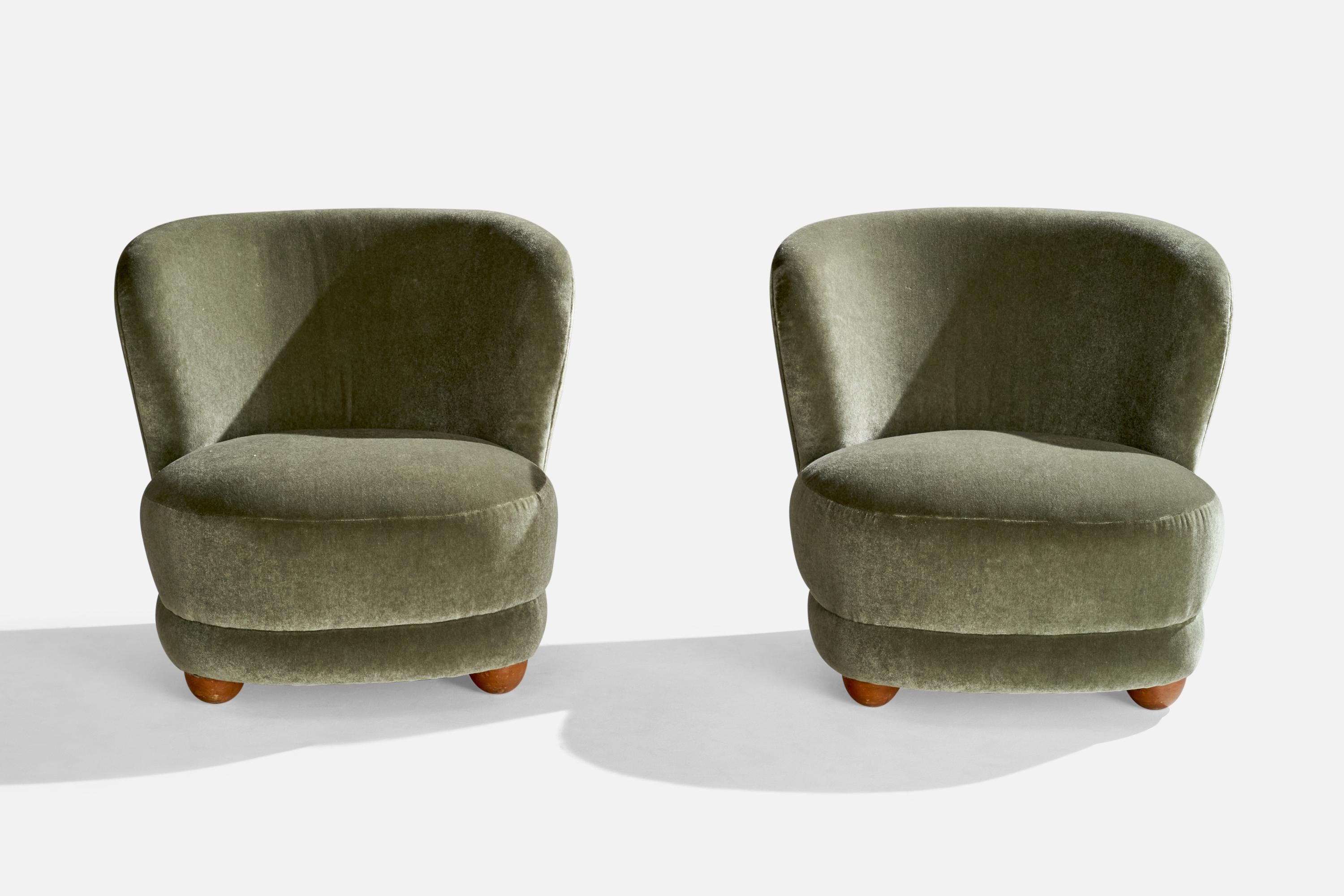 Danois Designer danois, chaises à pantoufles, Beeche, Mohair, Danemark, années 1940 en vente