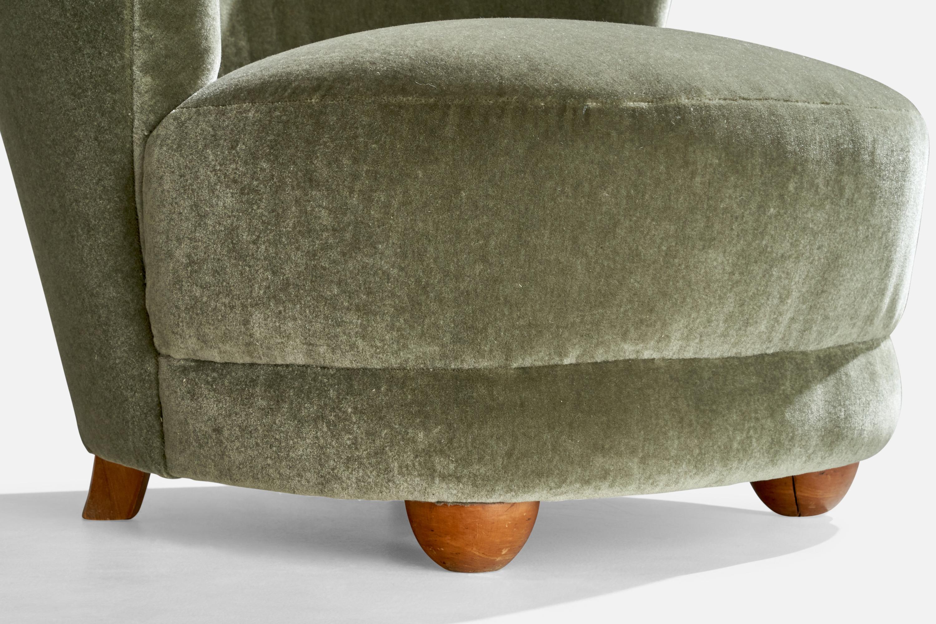 Milieu du XXe siècle Designer danois, chaises à pantoufles, Beeche, Mohair, Danemark, années 1940 en vente