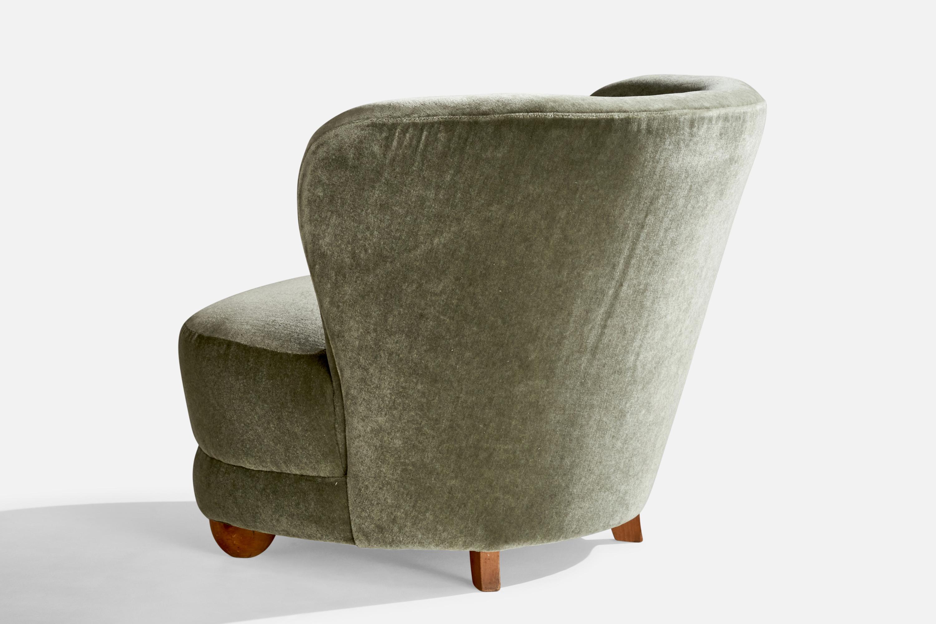 Designer danois, chaises à pantoufles, Beeche, Mohair, Danemark, années 1940 en vente 3