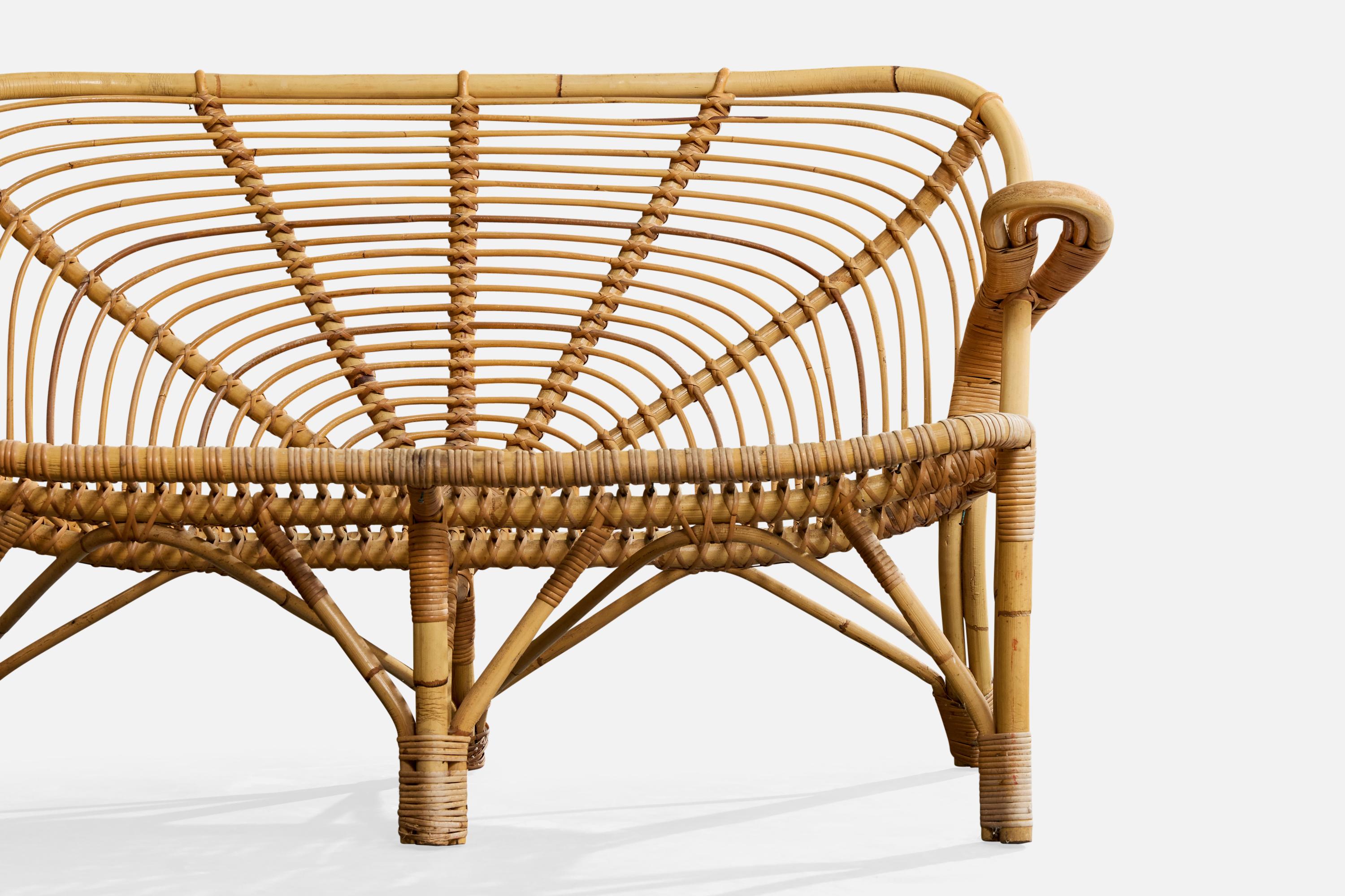 Danish Designer, Sofa, Bamboo, Rattan, Denmark, 1950s en vente 1
