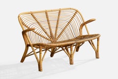 Danish Designer, Sofa, Bamboo, Rattan, Denmark, 1950s