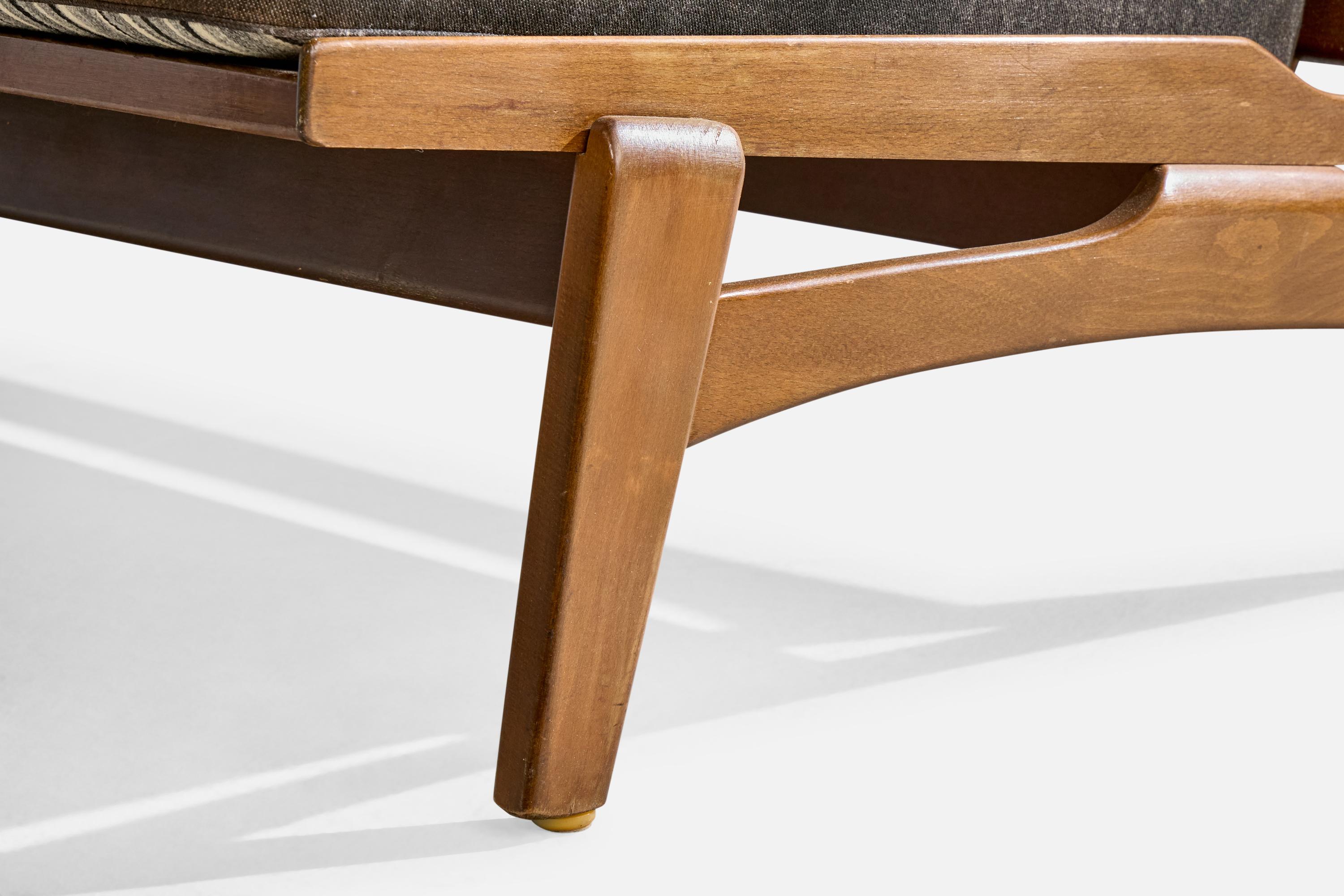 Dänischer Designer, Sofa, Buche, Stoff, Dänemark, 1950er Jahre im Angebot 5