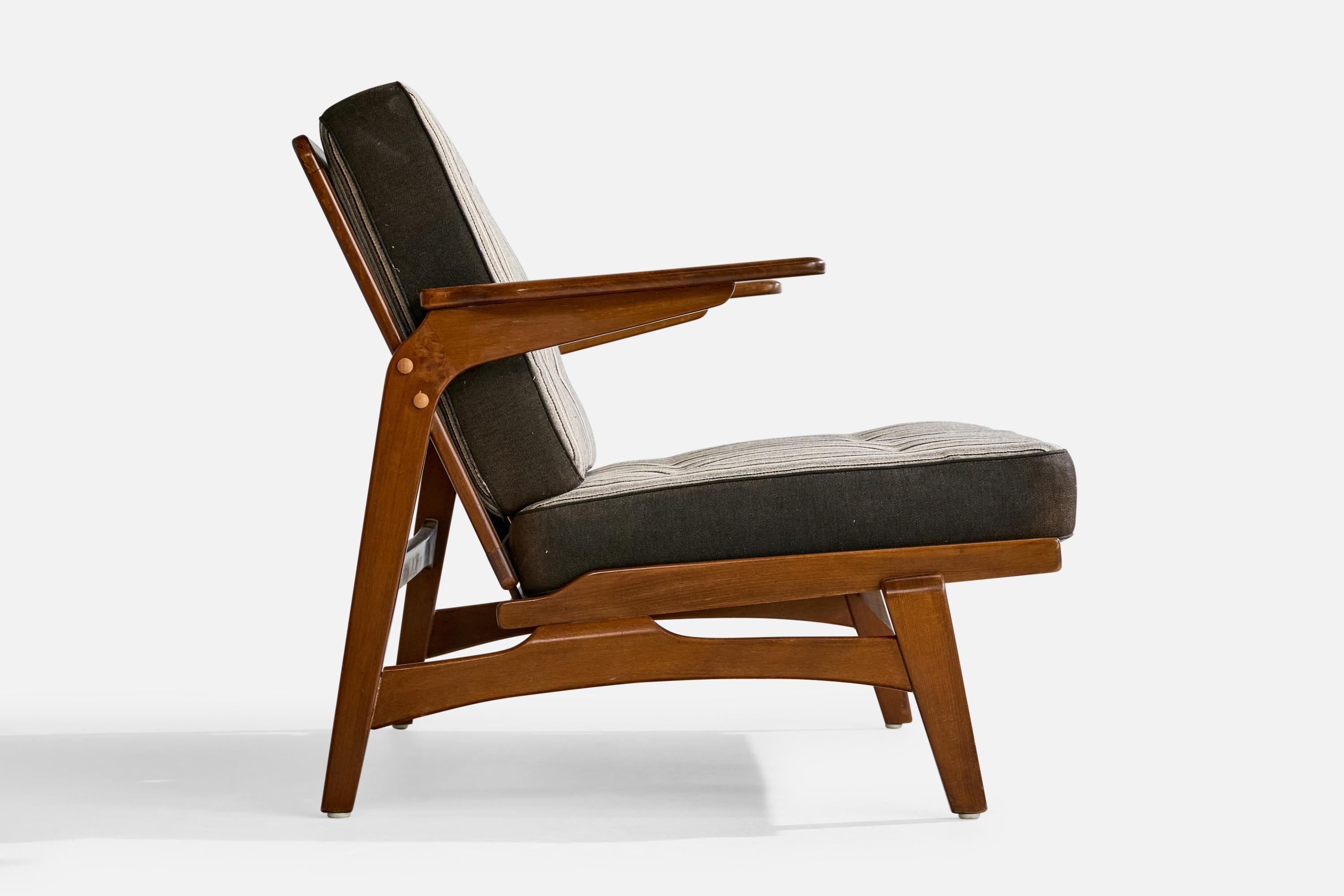 Dänischer Designer, Sofa, Buche, Stoff, Dänemark, 1950er Jahre (Moderne der Mitte des Jahrhunderts) im Angebot