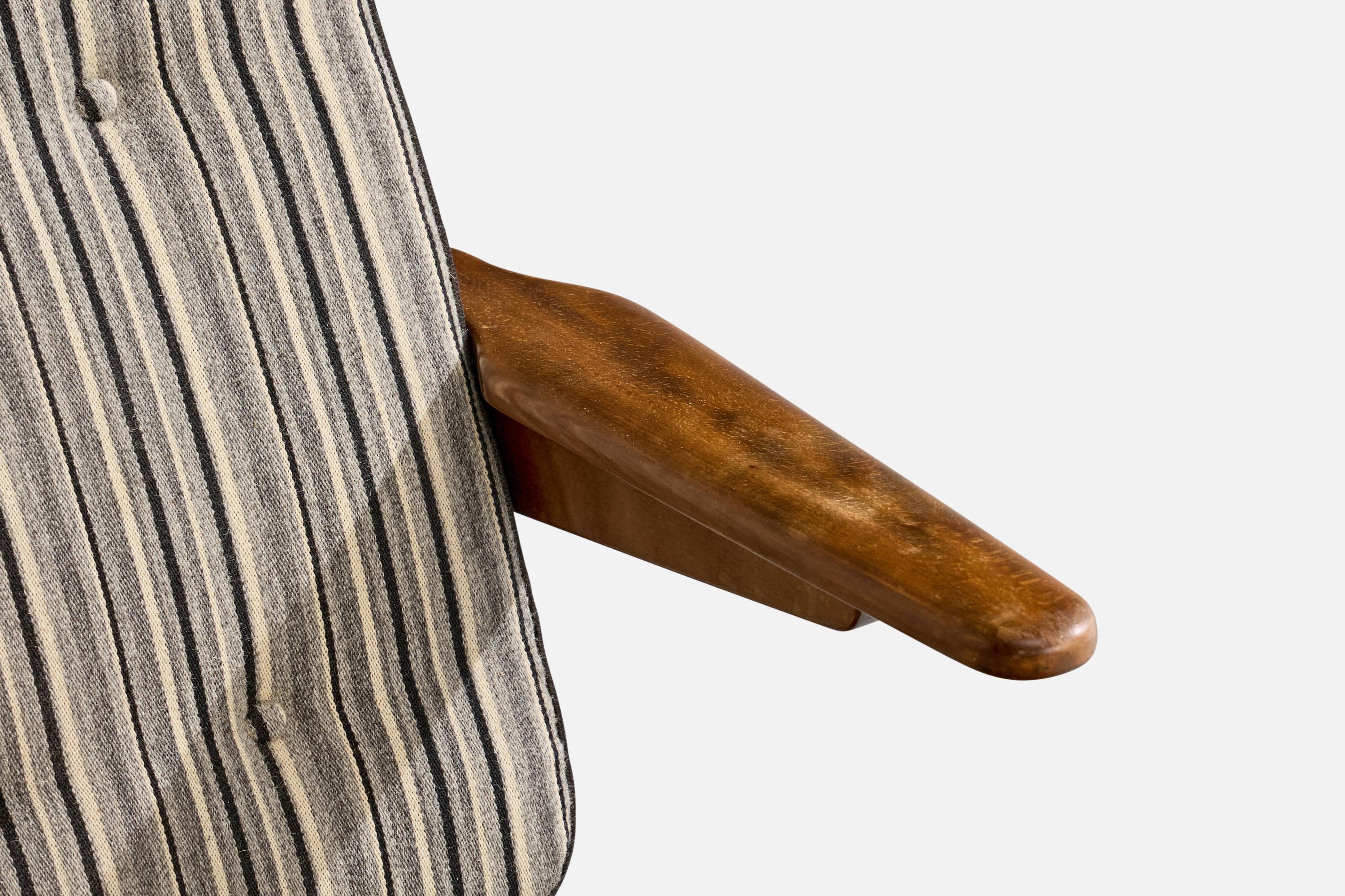 Dänischer Designer, Sofa, Buche, Stoff, Dänemark, 1950er Jahre im Angebot 4