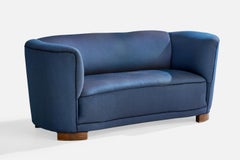 Danish Designer, Sofa, Fabric, Wood, Denmark, 1940s