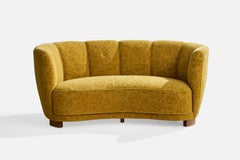 Canapé de designer danois, tissu, Wood, Danemark, années 1940