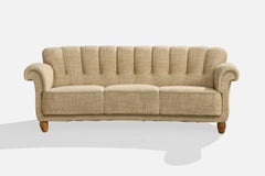 Danish Designer, Sofa, Fabric, Wood, Denmark, 1940s