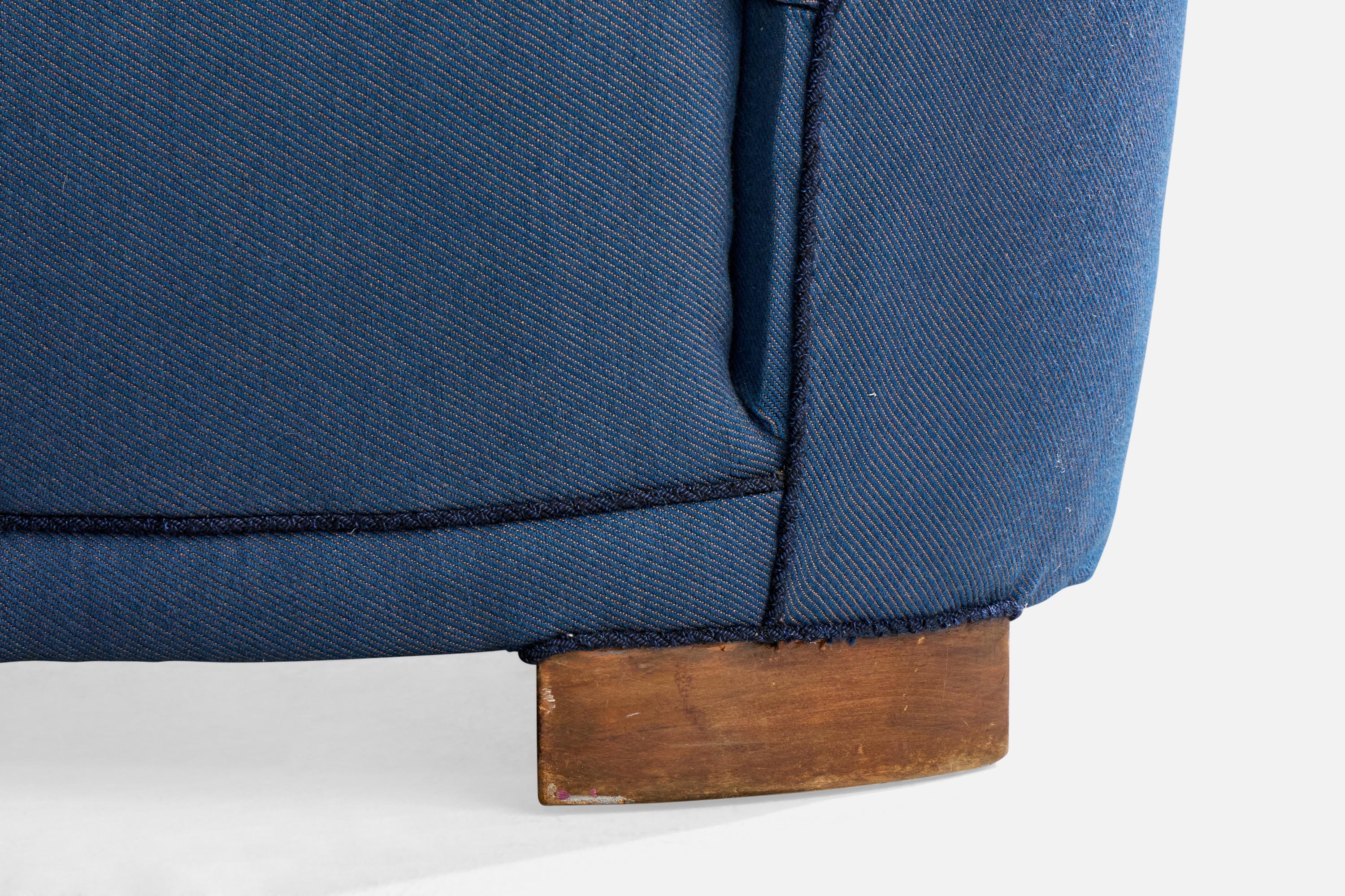 Scandinavian Modern Danish Designer, Sofa, Fabric, Wood, Denmark, 1940s For Sale