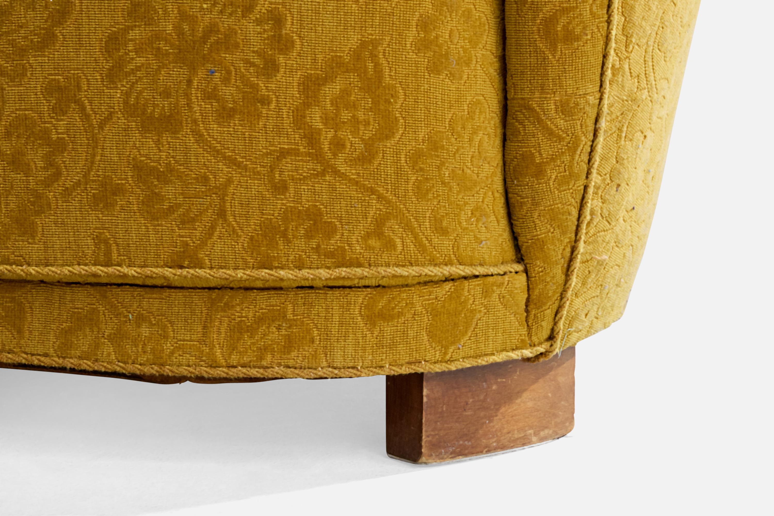 Scandinavian Modern Danish Designer, Sofa, Fabric, Wood, Denmark, 1940s For Sale