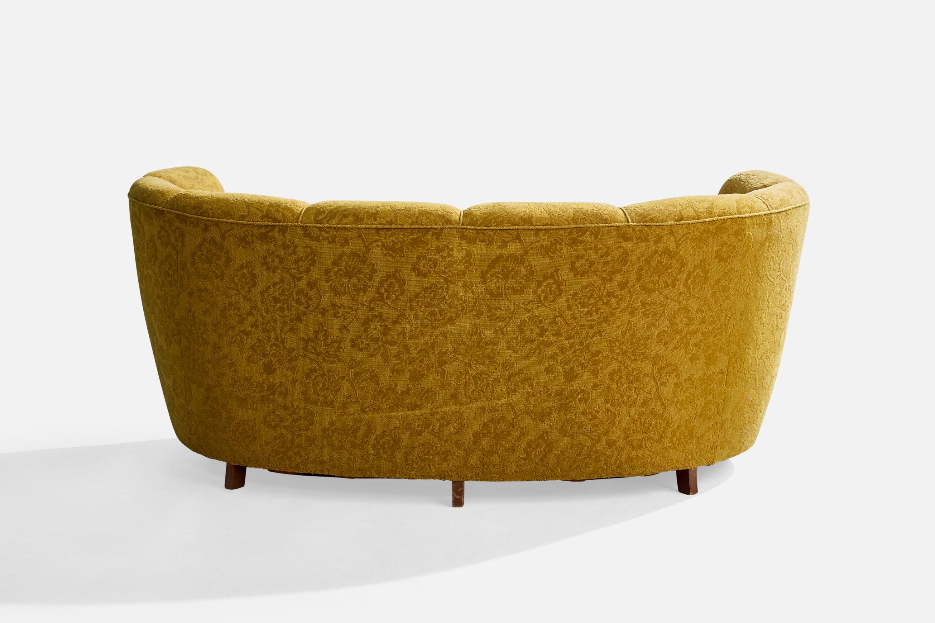 Mid-20th Century Danish Designer, Sofa, Fabric, Wood, Denmark, 1940s For Sale