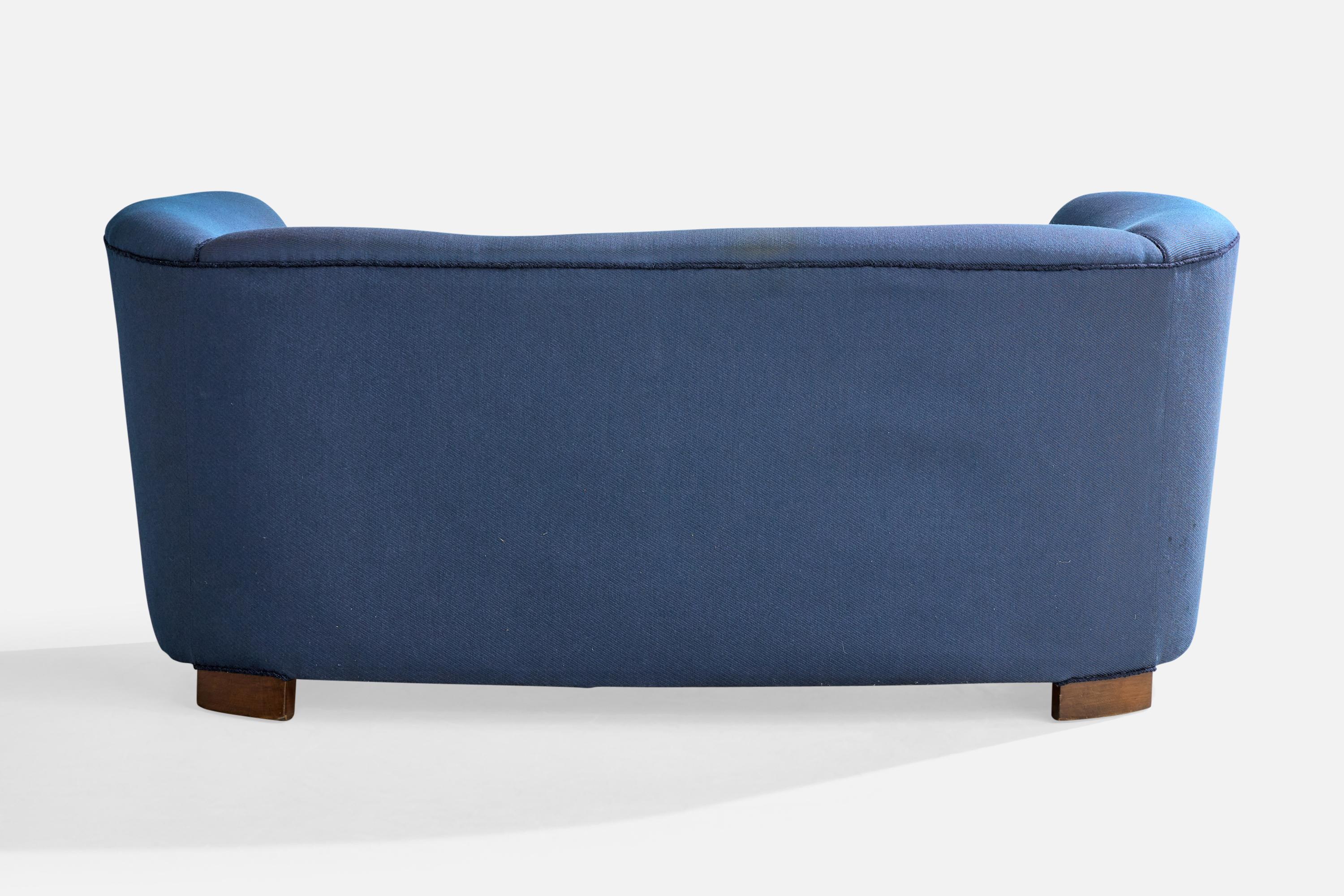 Danish Designer, Sofa, Fabric, Wood, Denmark, 1940s For Sale 1