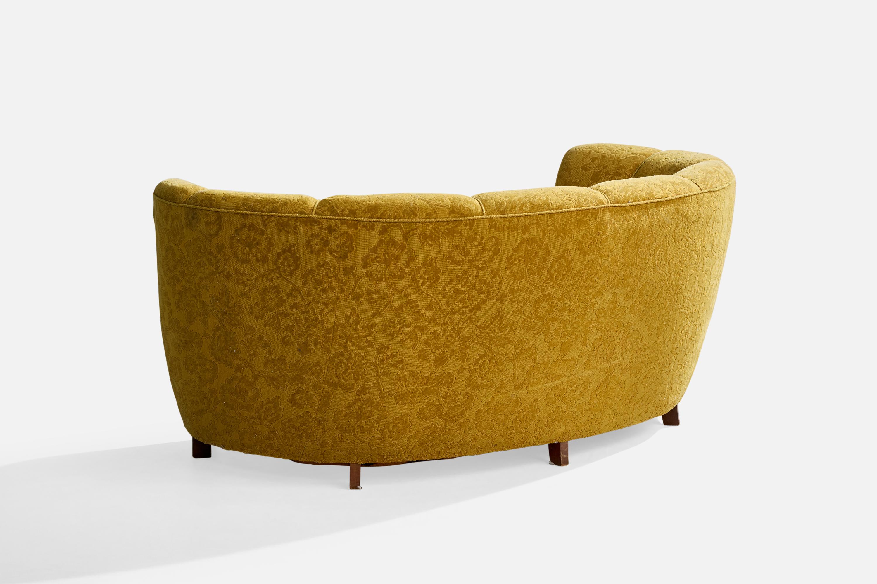 Danish Designer, Sofa, Fabric, Wood, Denmark, 1940s For Sale 1