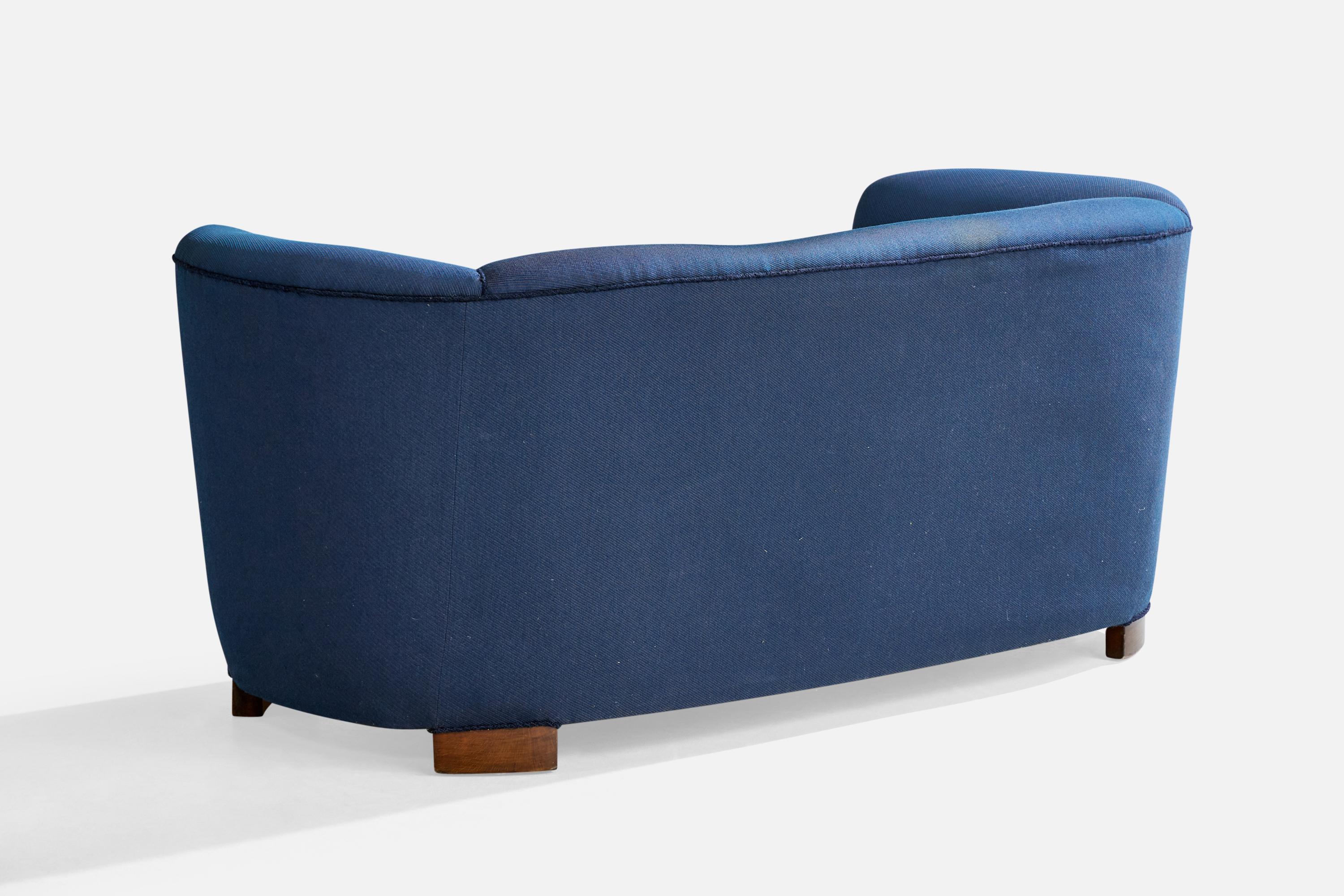 Danish Designer, Sofa, Fabric, Wood, Denmark, 1940s For Sale 2