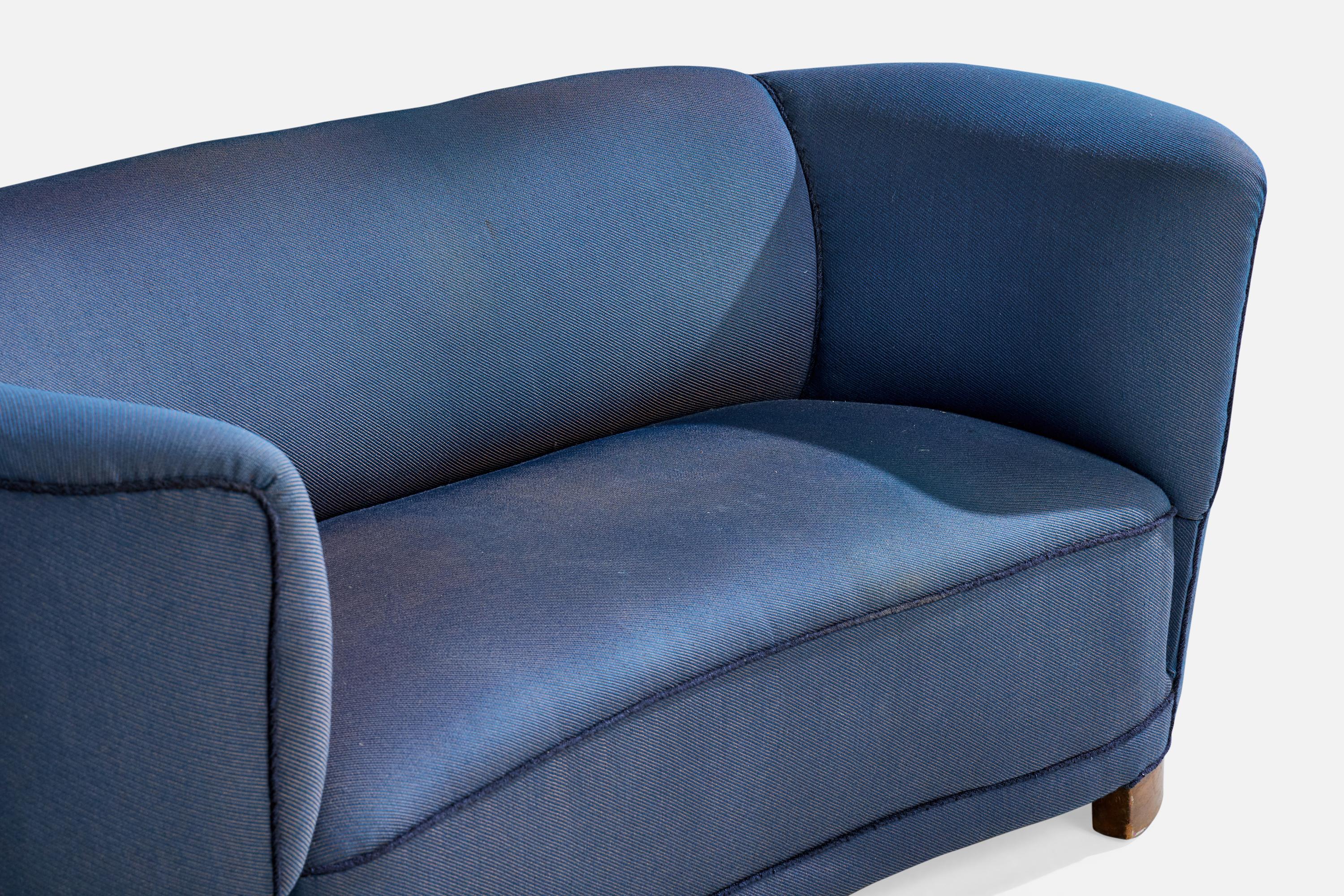 Danish Designer, Sofa, Fabric, Wood, Denmark, 1940s For Sale 3