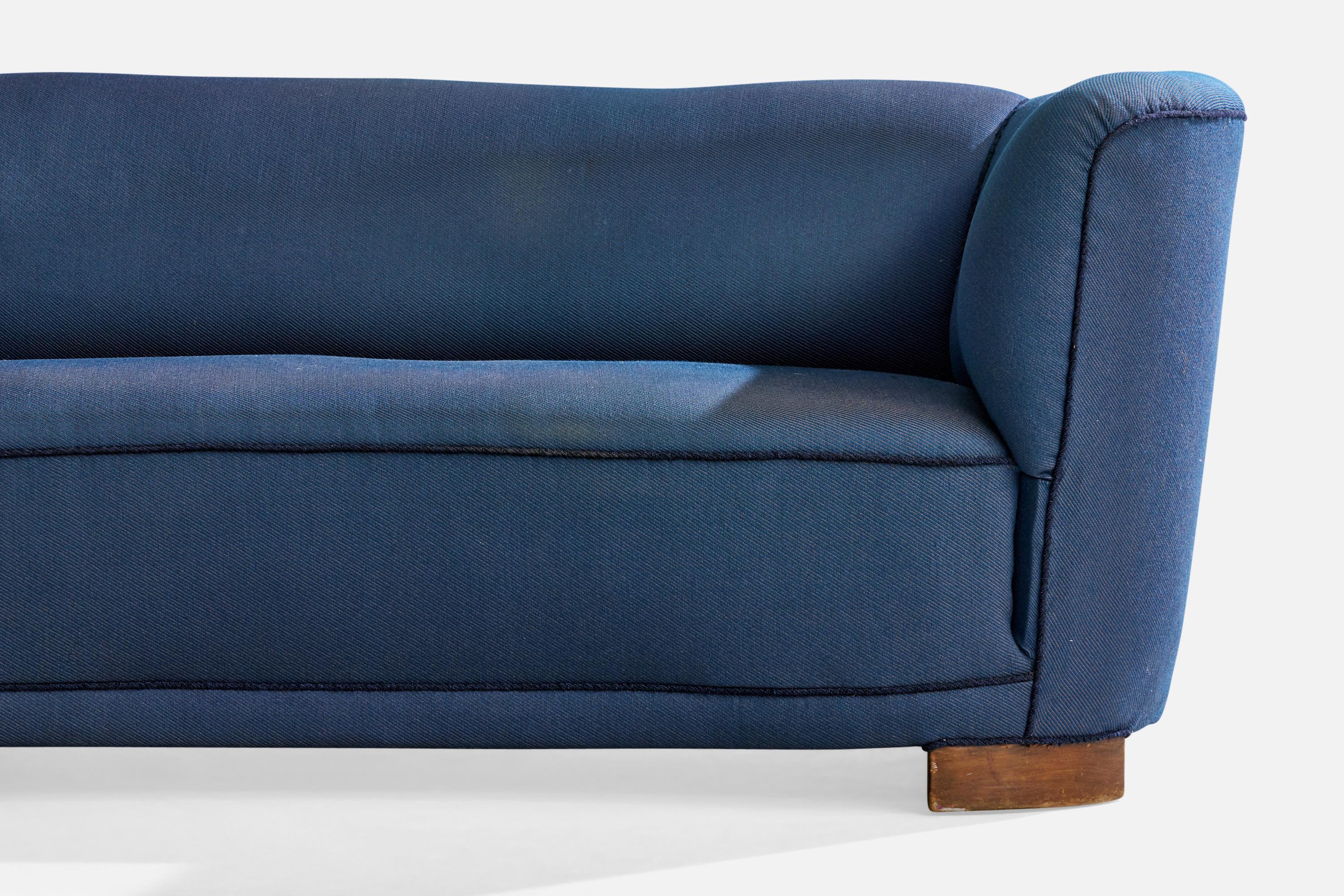 Danish Designer, Sofa, Fabric, Wood, Denmark, 1940s For Sale 4