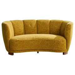 Danish Designer, Sofa, Fabric, Wood, Denmark, 1940s
