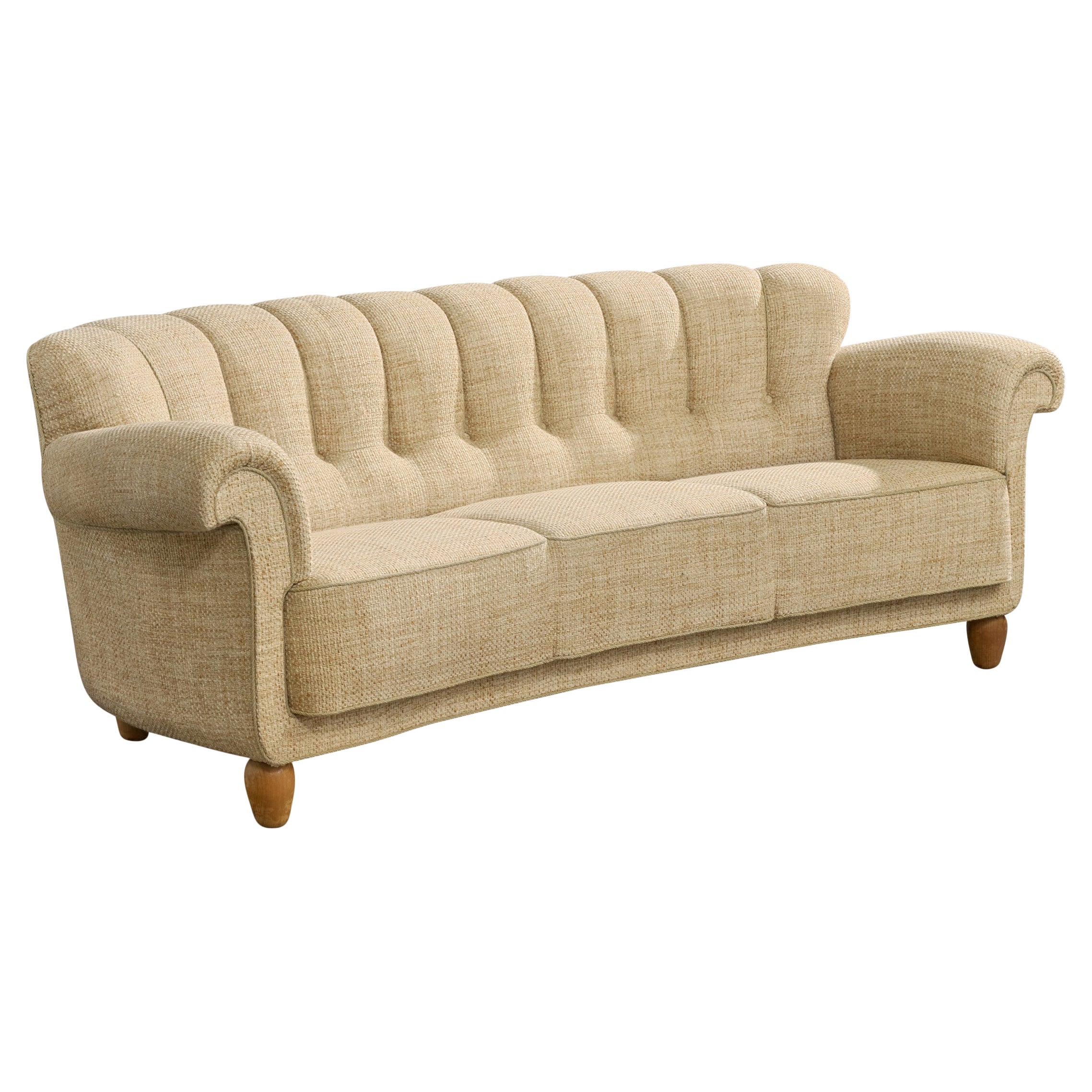 Danish Designer, Sofa, Fabric, Wood, Denmark, 1940s