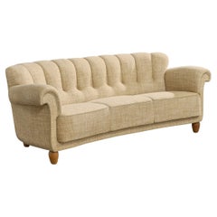 Danish Designer, Sofa, Fabric, Wood, Denmark, 1940s