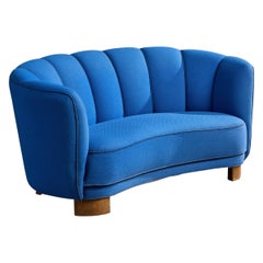 Danish Designer, Sofa, Fabric, Wood, Denmark, 1940s