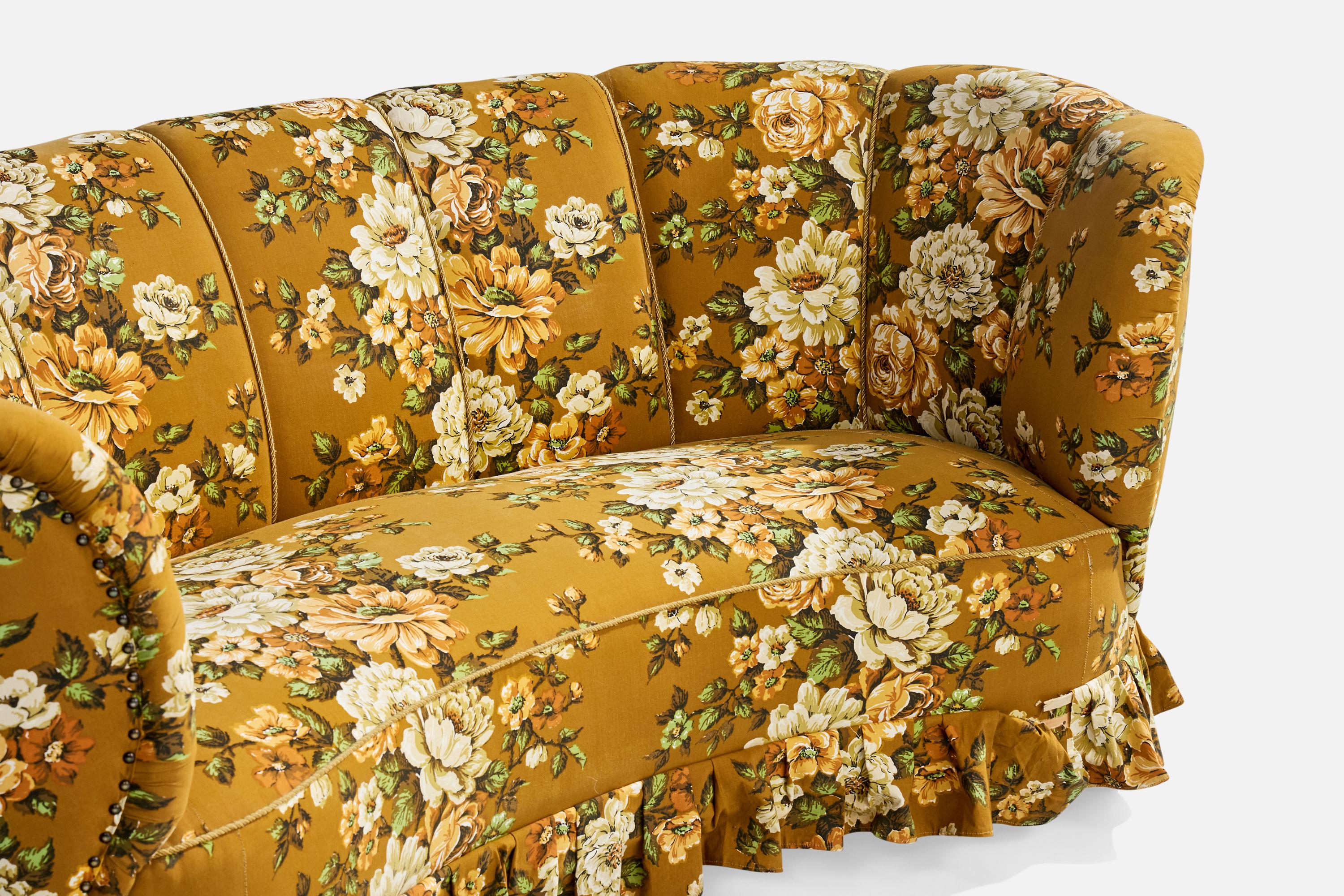 Canapé de designer danois, tissu, Wood, Danemark, années 1950 en vente 4
