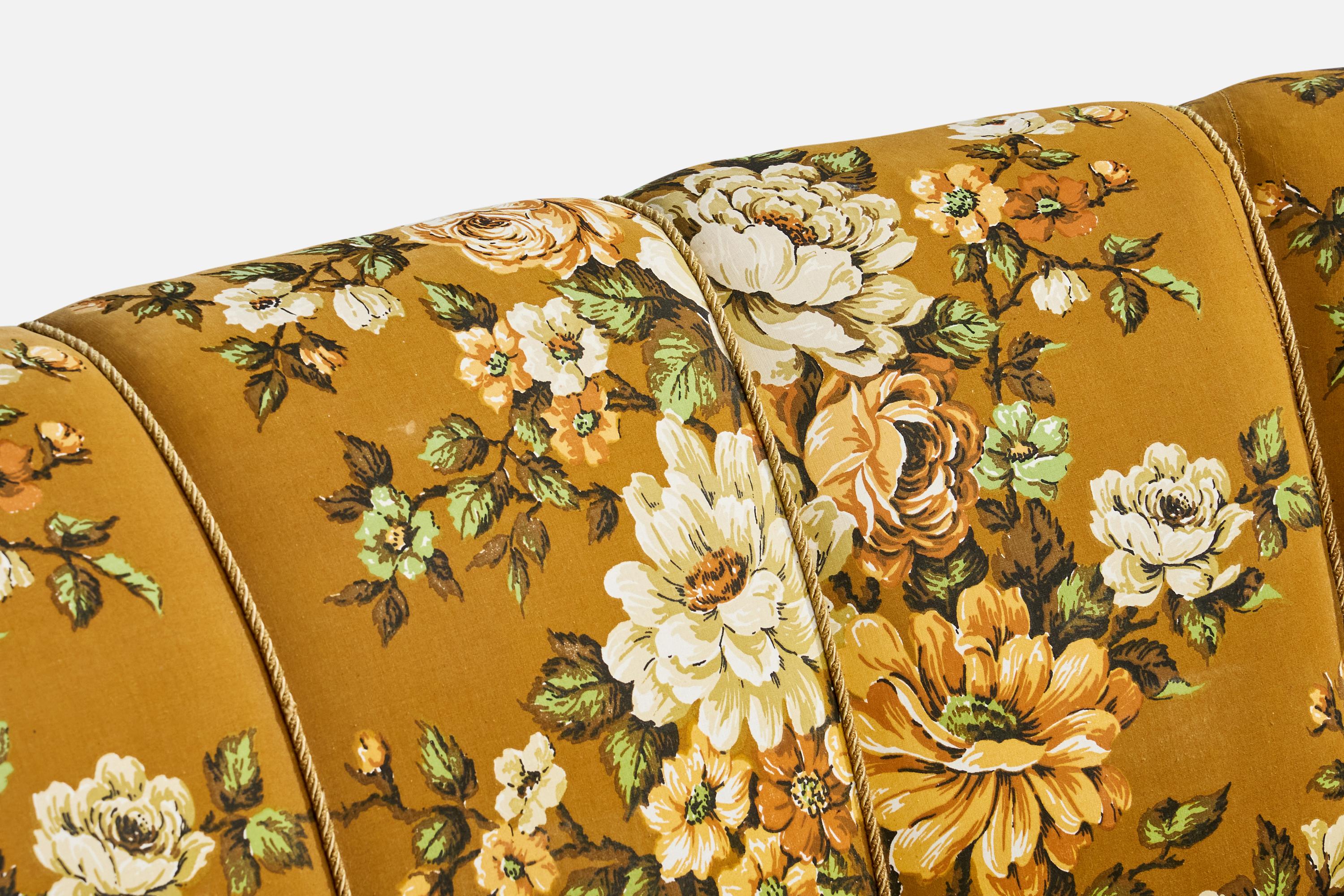 Canapé de designer danois, tissu, Wood, Danemark, années 1950 en vente 6