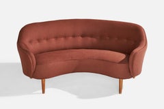 Danish Designer, Sofa, Fabric, Wood, Denmark, 1950s