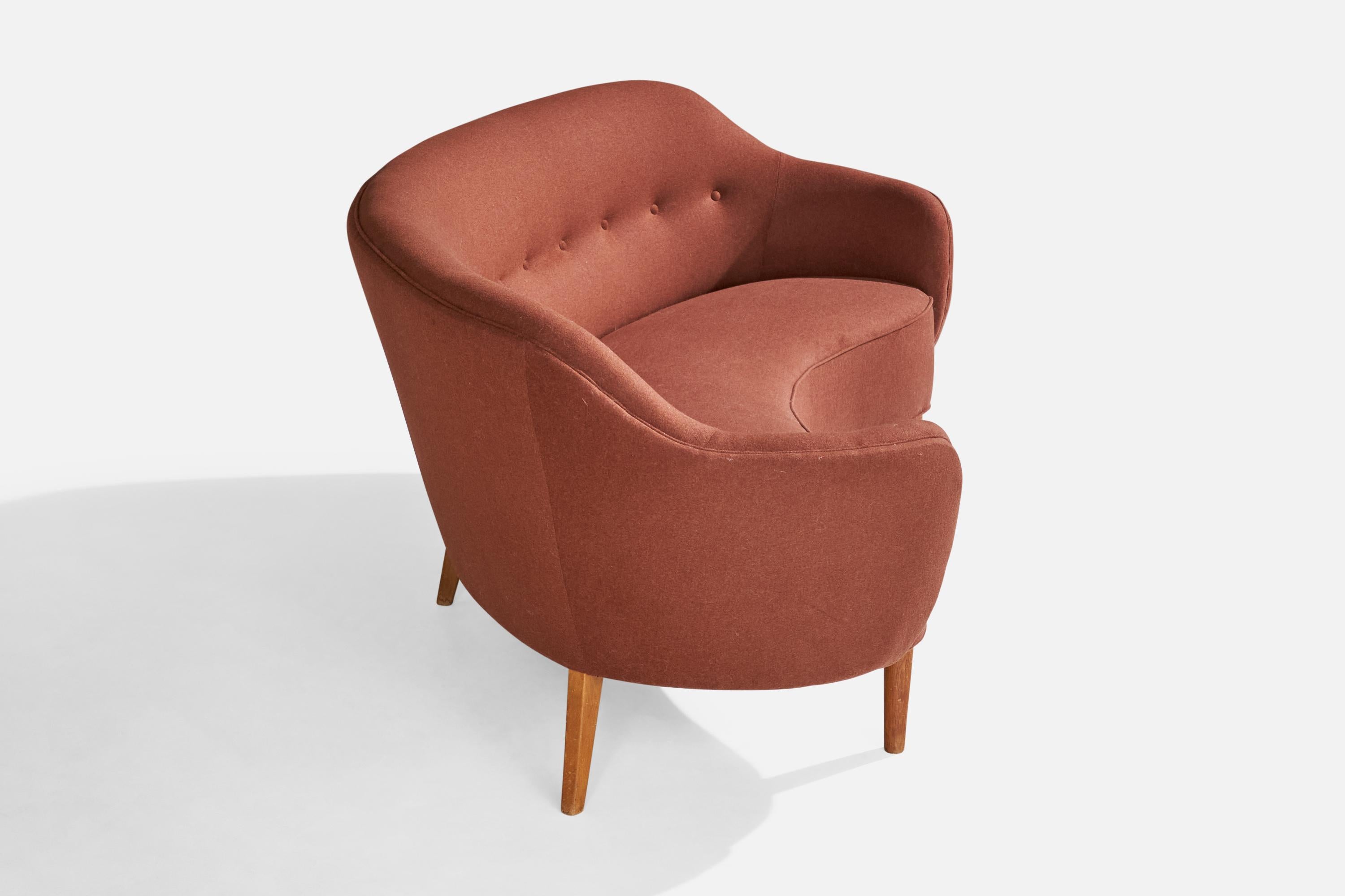 Canapé de designer danois, tissu, Wood, Danemark, années 1950 Bon état - En vente à High Point, NC