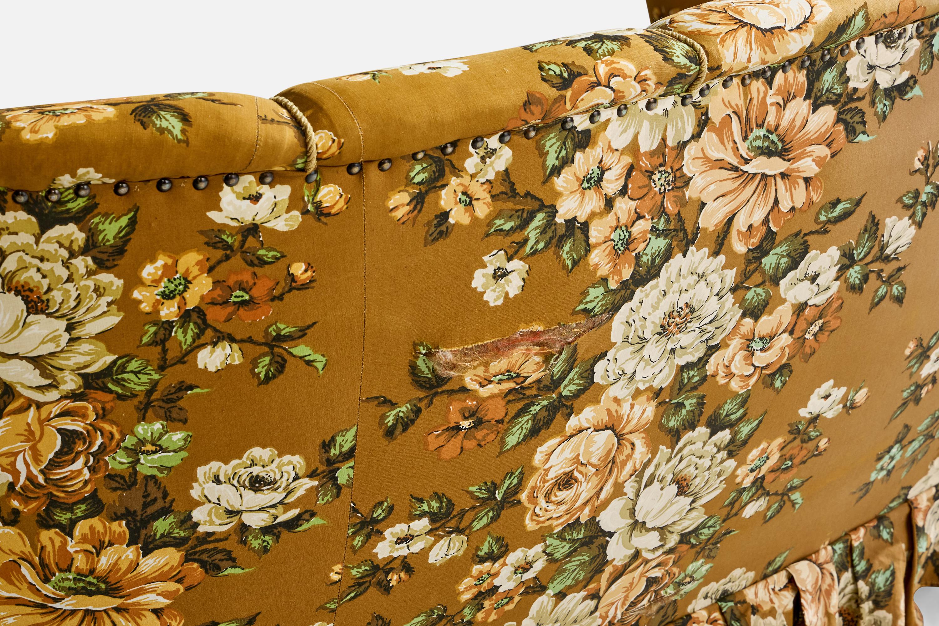 Canapé de designer danois, tissu, Wood, Danemark, années 1950 Bon état - En vente à High Point, NC
