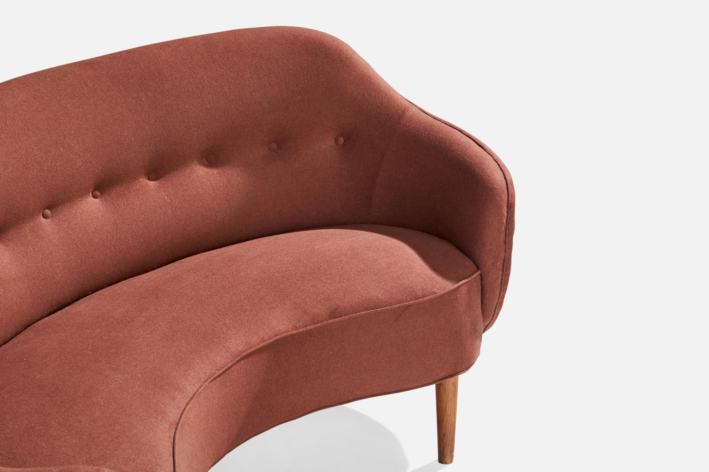Milieu du XXe siècle Canapé de designer danois, tissu, Wood, Danemark, années 1950 en vente