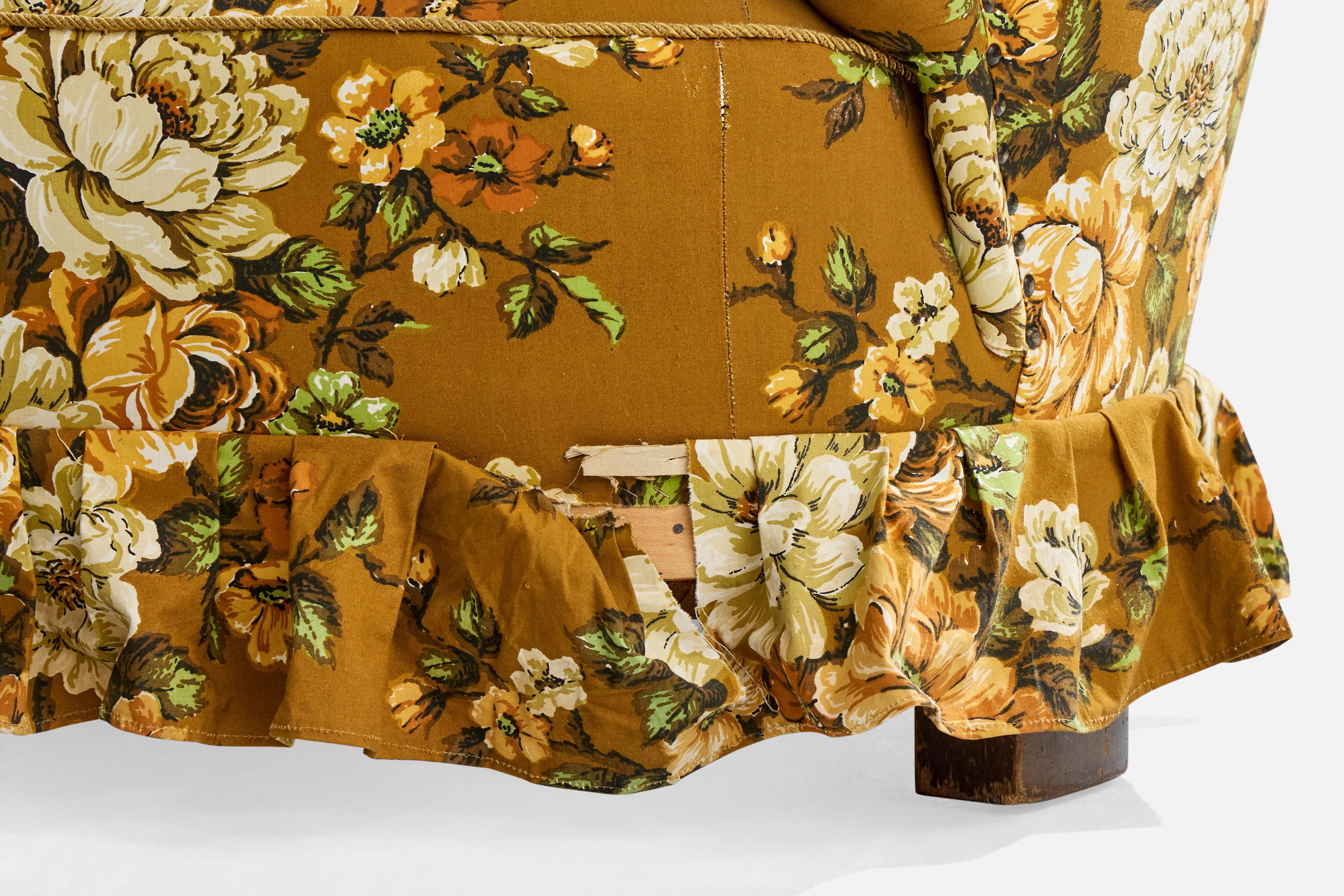 Milieu du XXe siècle Canapé de designer danois, tissu, Wood, Danemark, années 1950 en vente