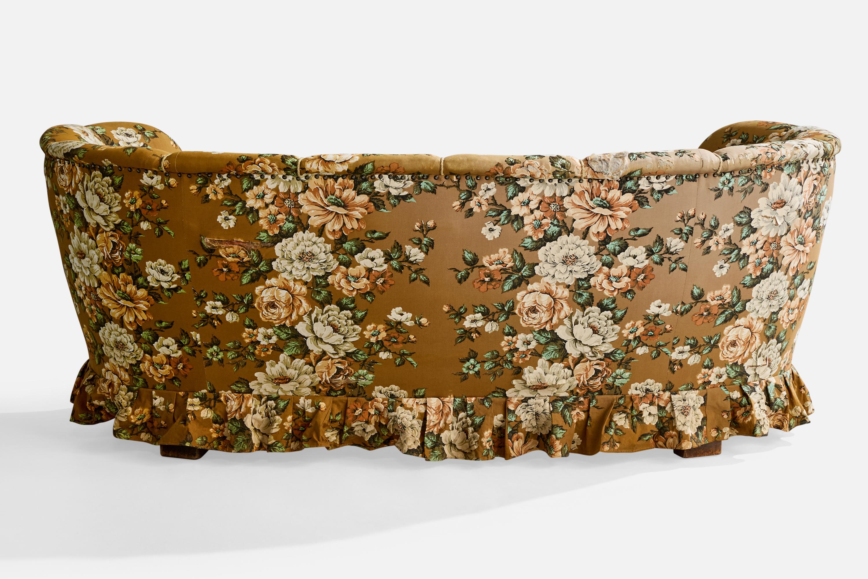 Canapé de designer danois, tissu, Wood, Danemark, années 1950 en vente 1
