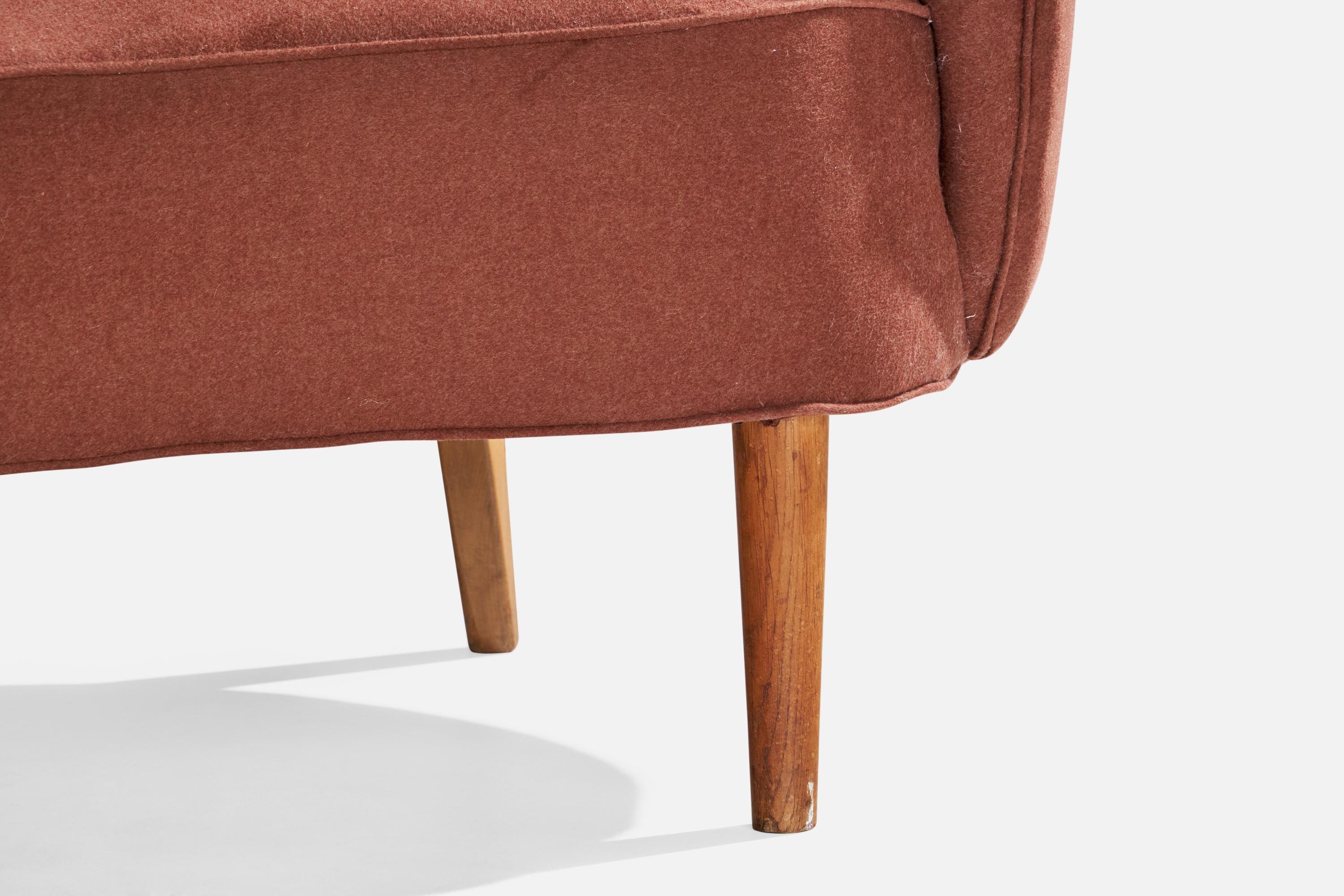 Canapé de designer danois, tissu, Wood, Danemark, années 1950 en vente 2