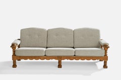Danish Designer, Sofa, Oak, Fabric, Denmark, 1960s