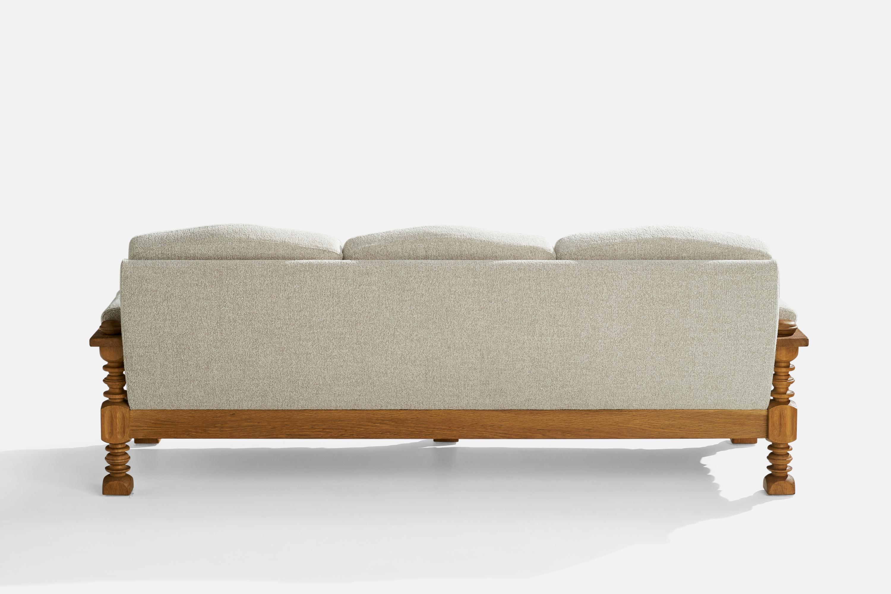 Mid-20th Century Danish Designer, Sofa, Oak, Fabric, Denmark, 1960s For Sale